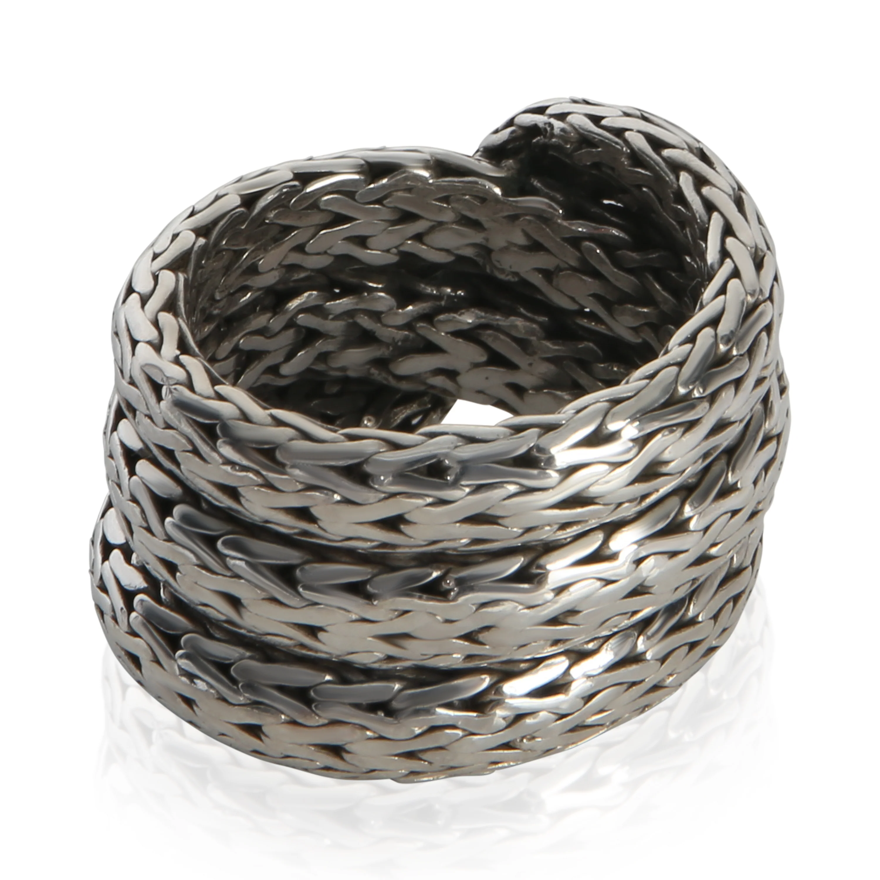 Sterling Silver  Classic Chain Crossover Ring - Image 3