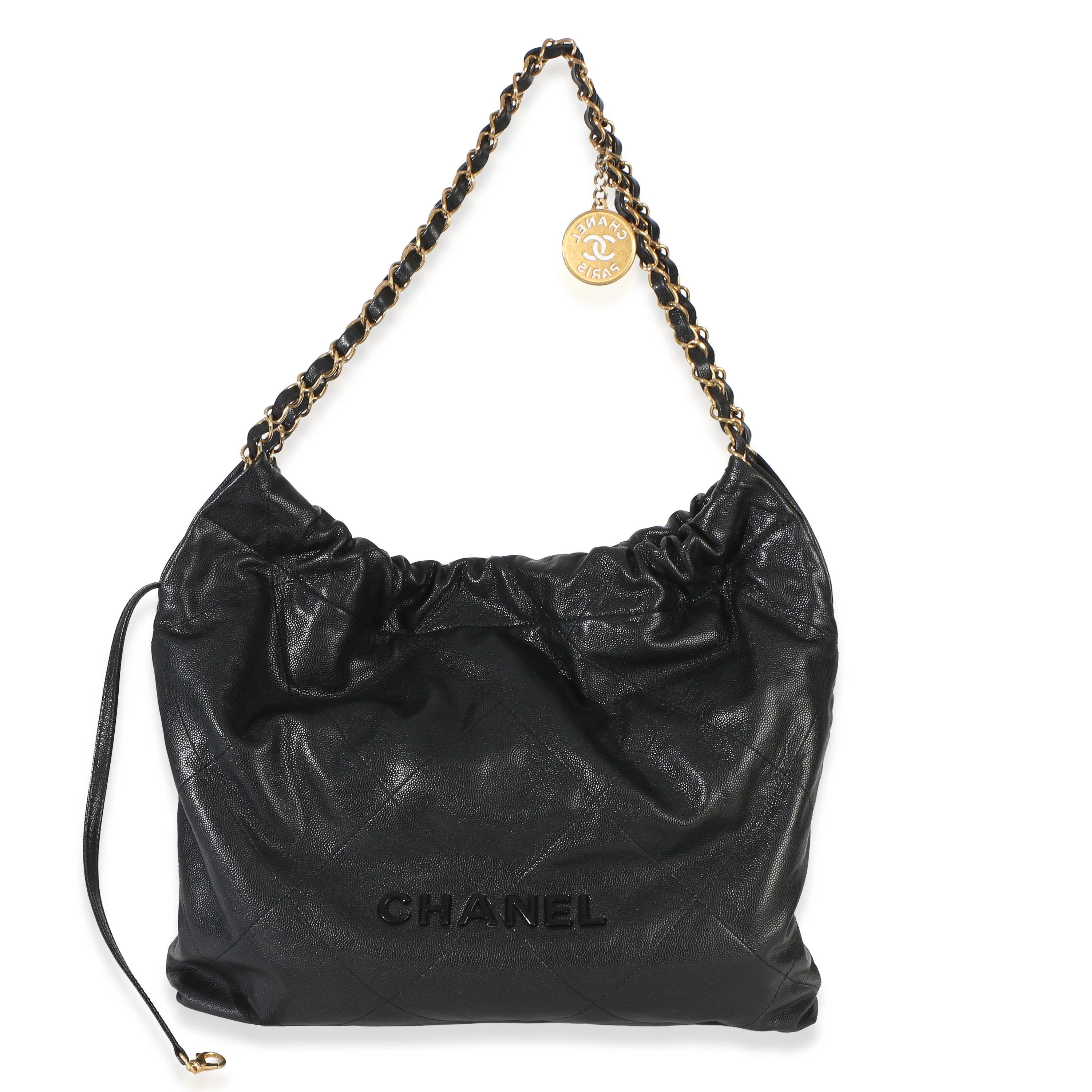 So Black Quilted Caviar Small Chanel 22 Hobo