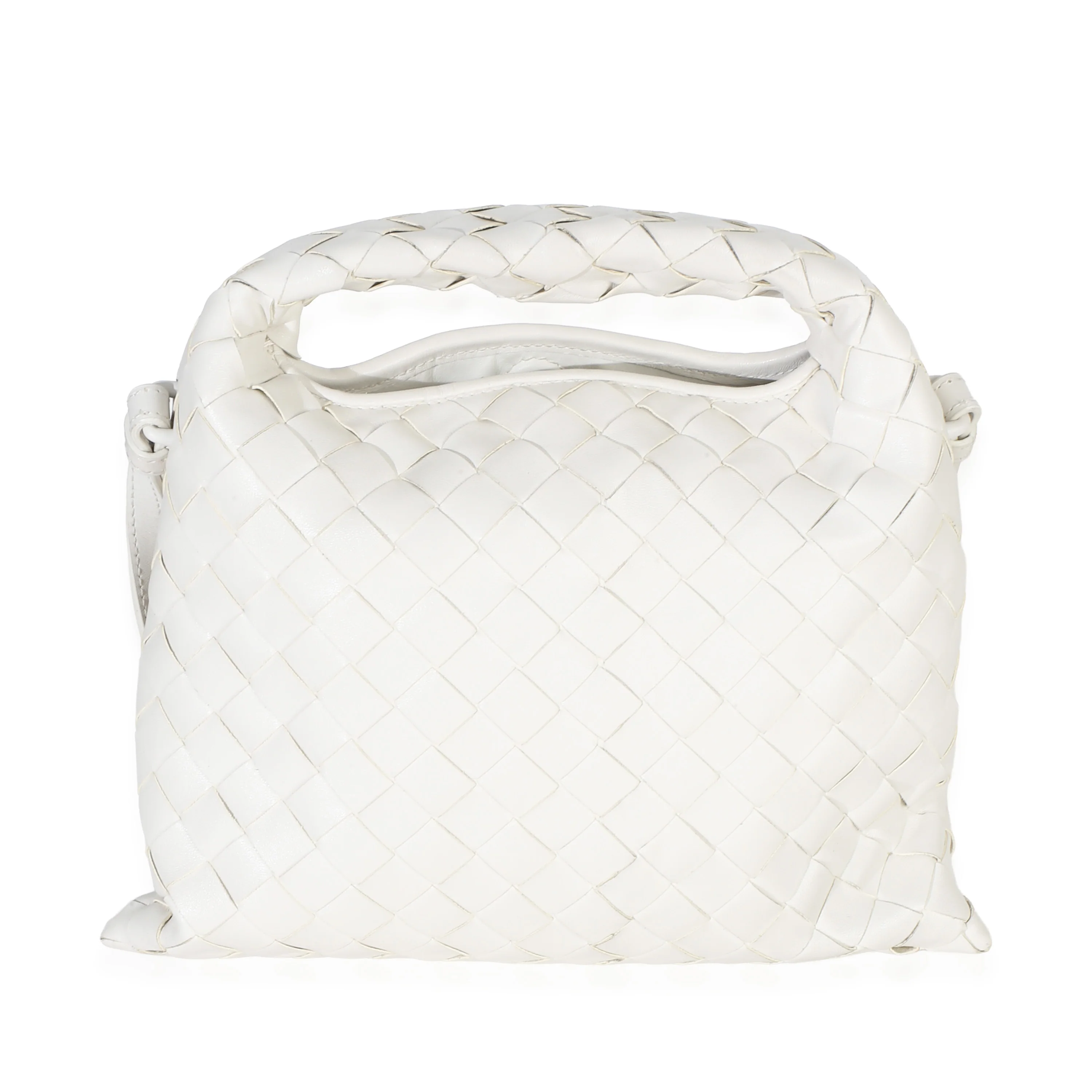 White Nappa Intrecciato Mini Hop Hobo