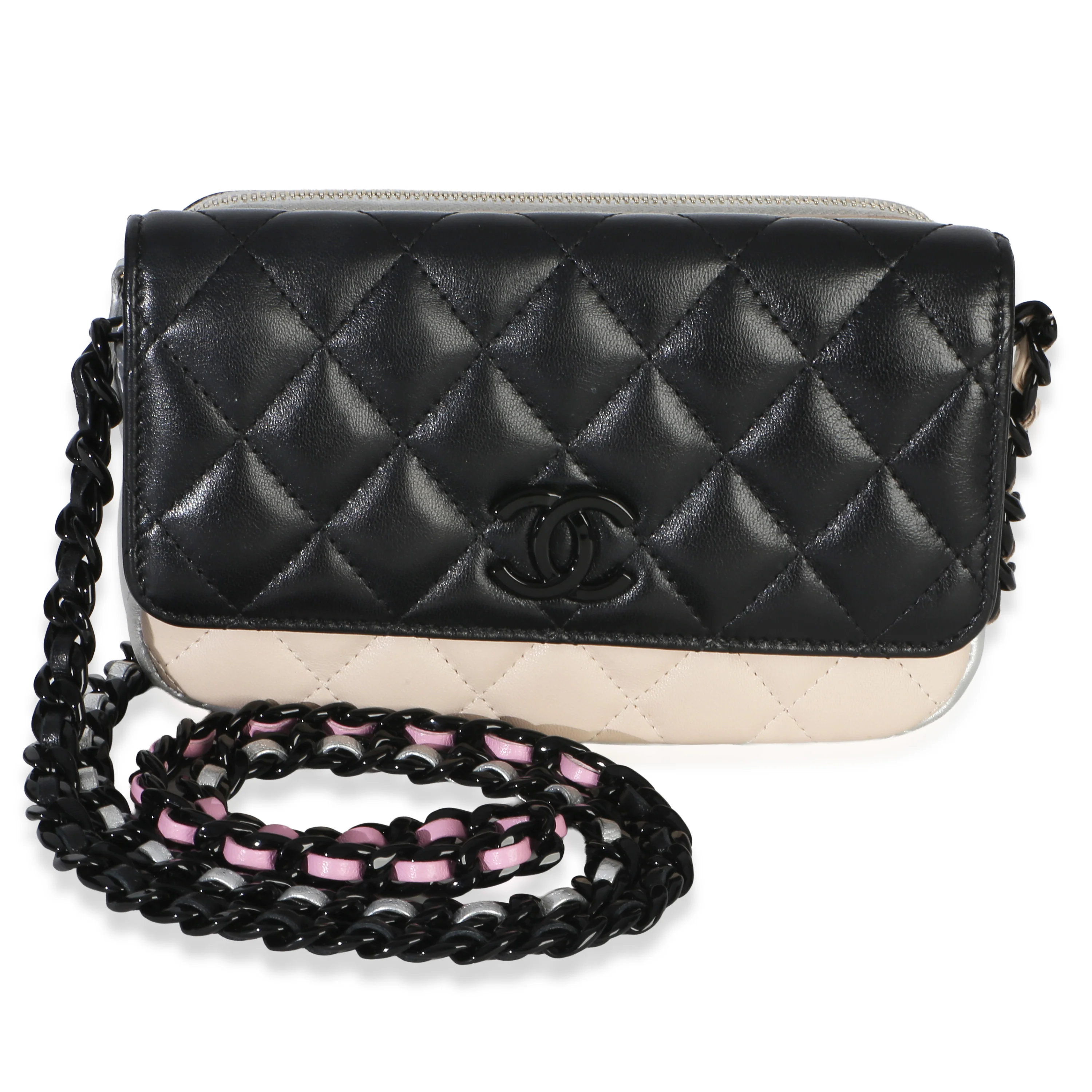 Black Multicolor Color Burst Clutch On Chain