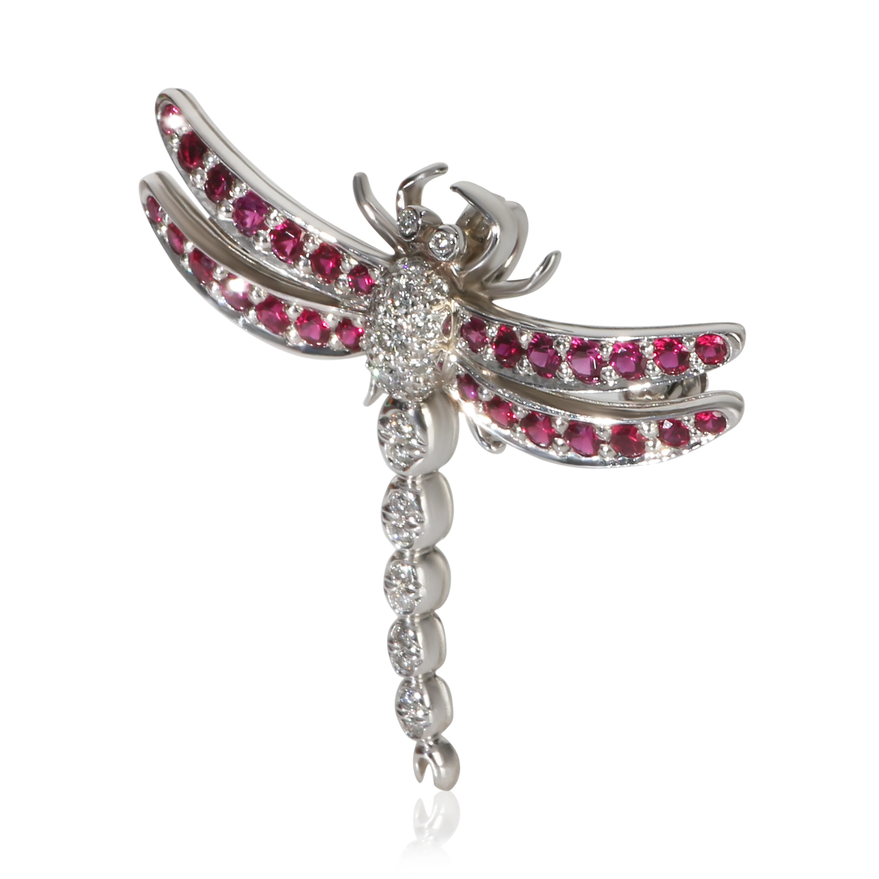 Platinum Ruby and Diamond Dragonfly Brooch - Image 2