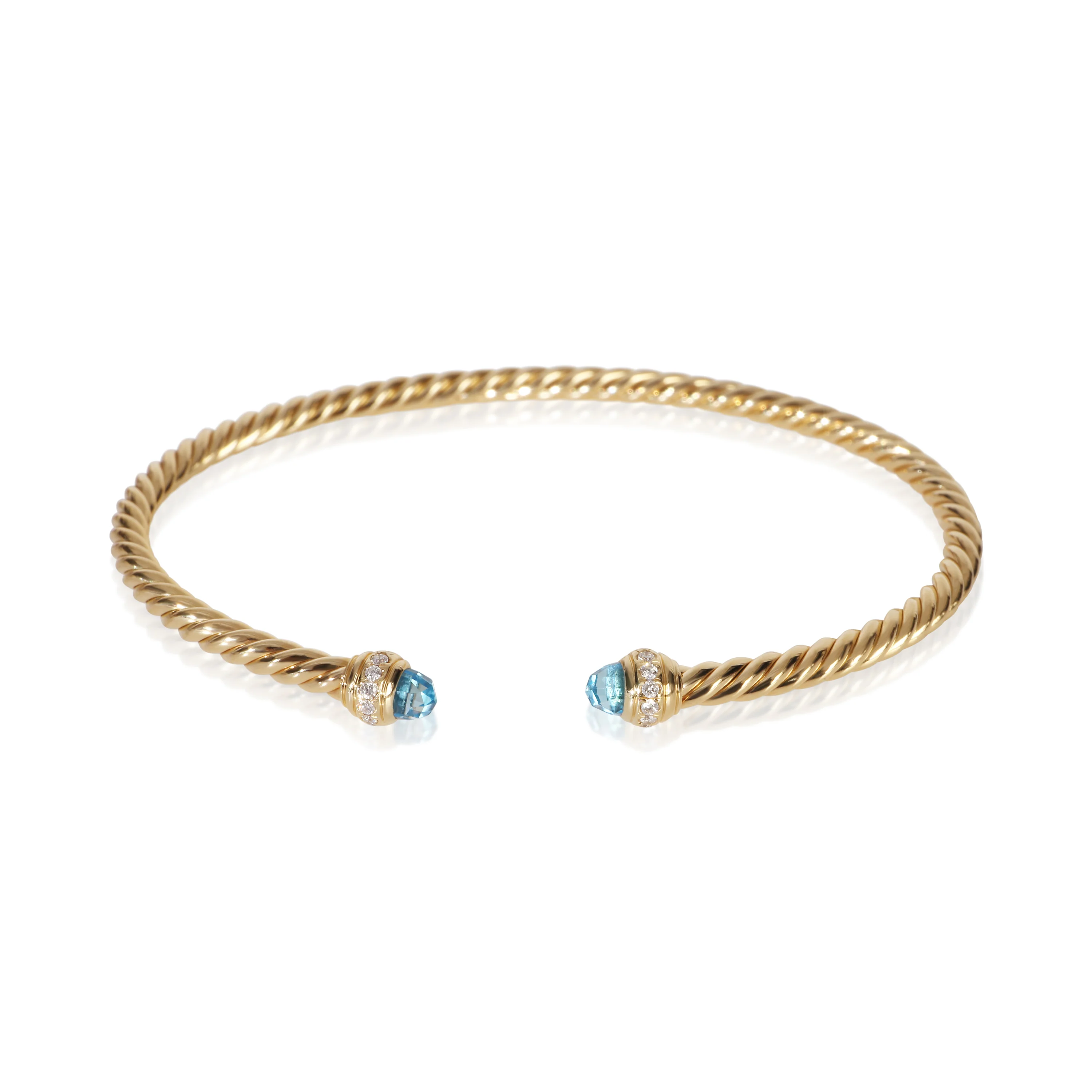 Yellow Gold Topaz and Diamond Cablespira Bracelet