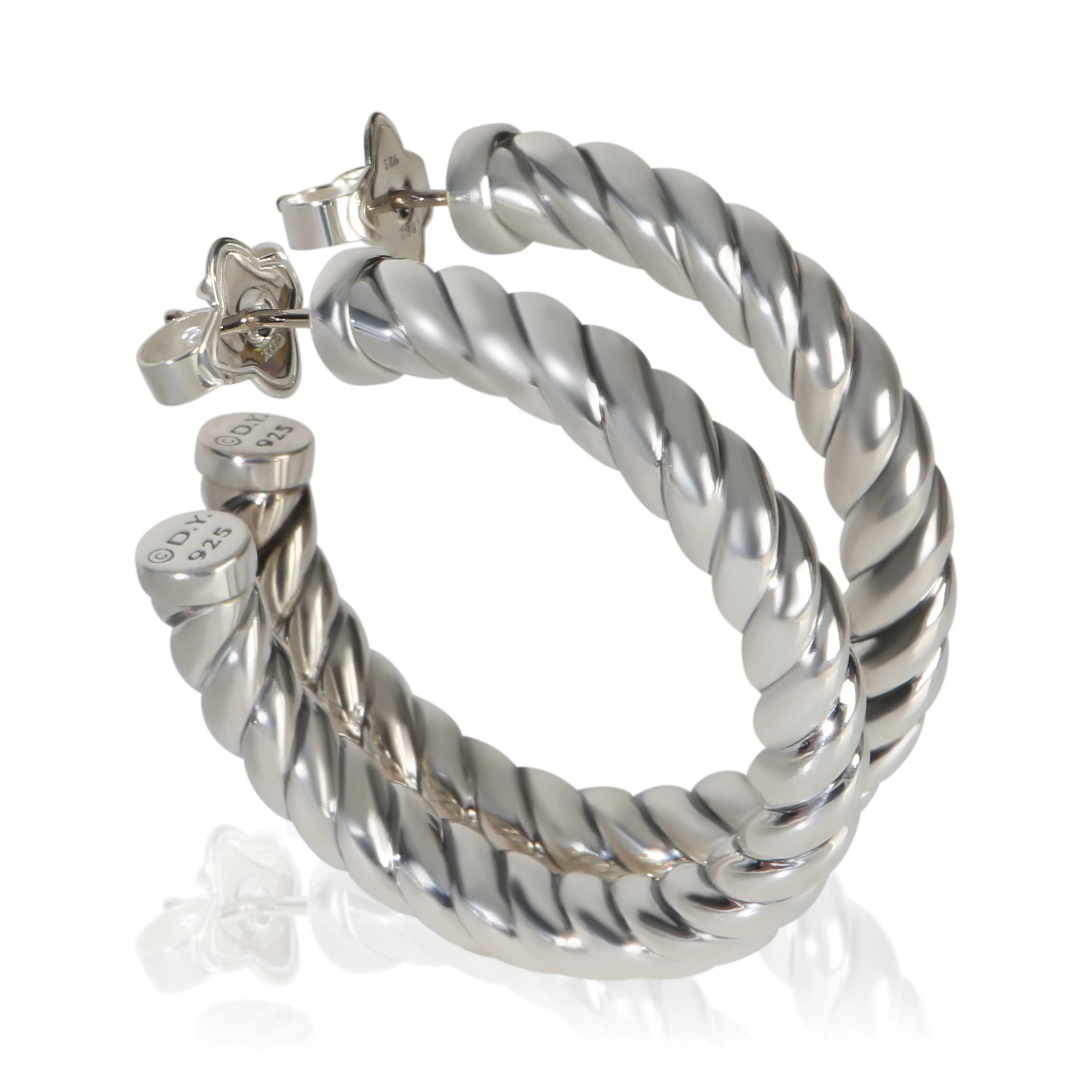Sterling Silver  Sculpted Cable Earrings - Image 2