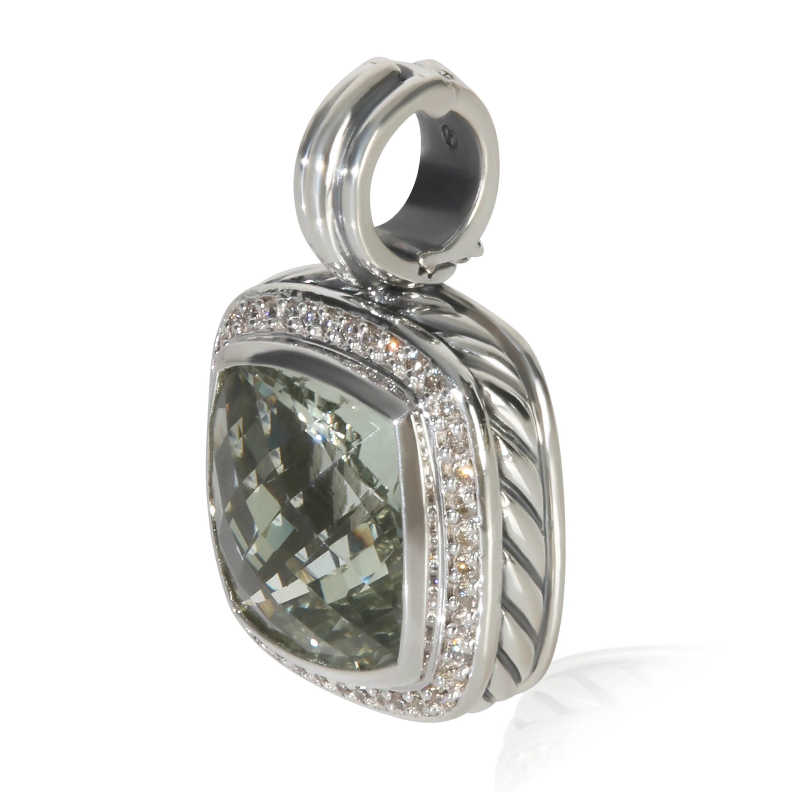 Sterling Silver Prasiolite and Diamond Albion Pendant - Image 2