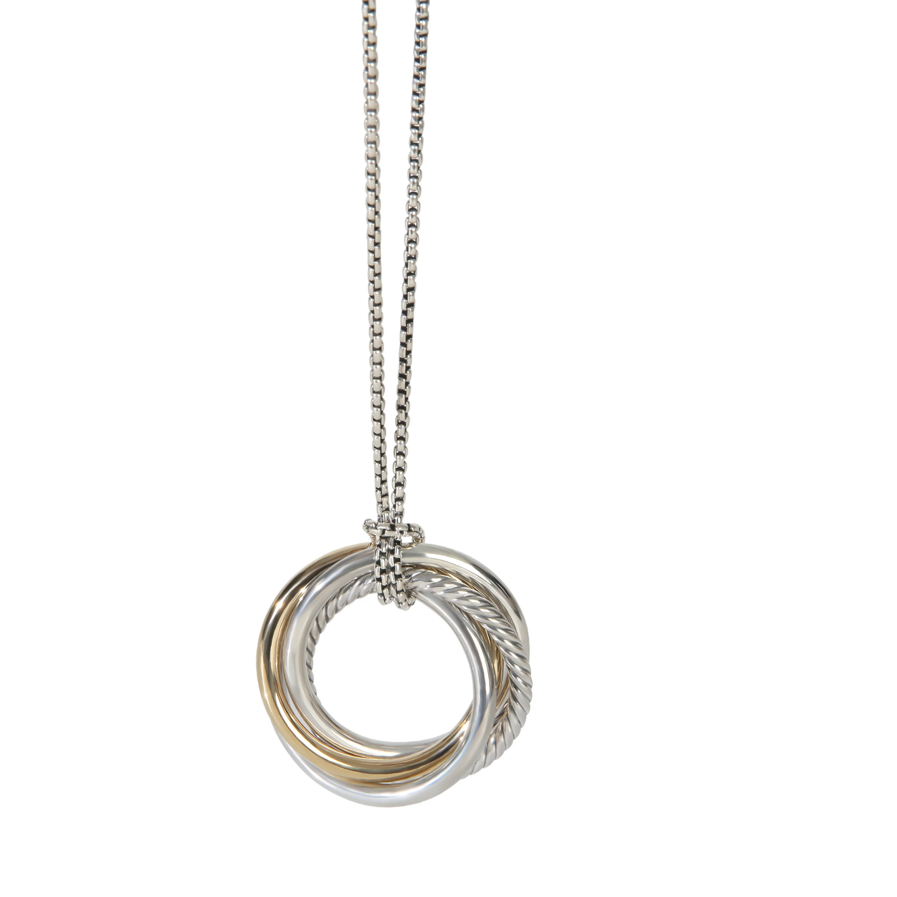 1/4 14K Yellow Gold & Sterling Silver Crossover Necklace