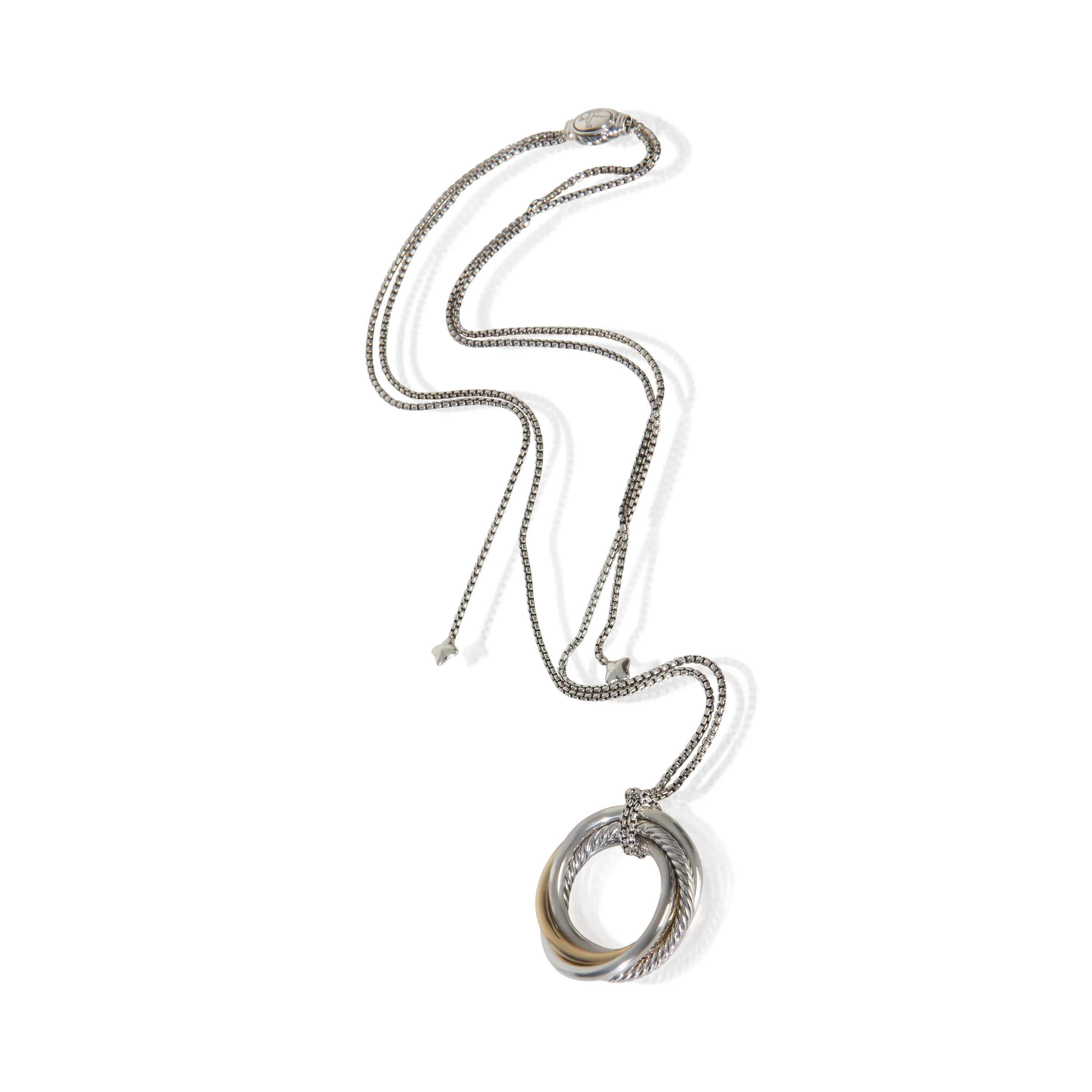 1/4 14K Yellow Gold & Sterling Silver Crossover Necklace - Image 3
