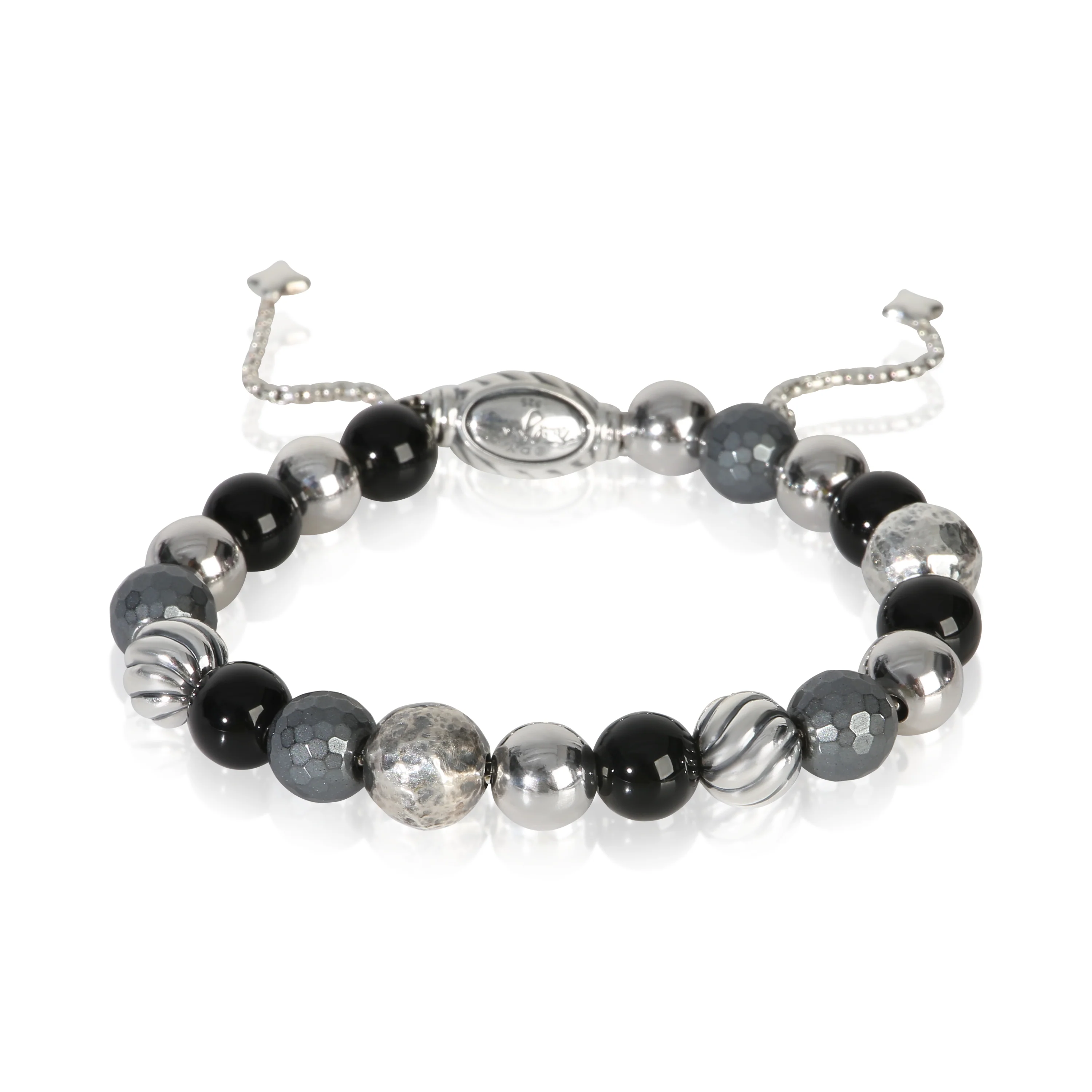 Sterling Silver Onyx and Hematite Elements Bracelet