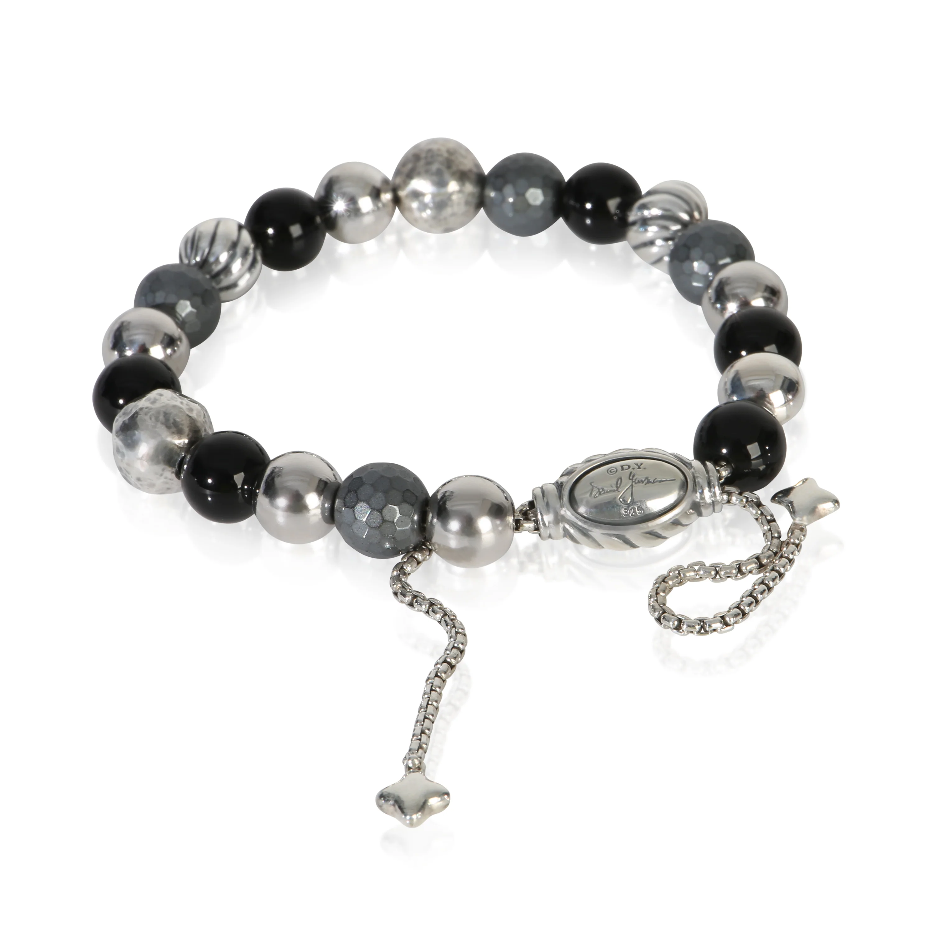 Sterling Silver Onyx and Hematite Elements Bracelet - Image 3
