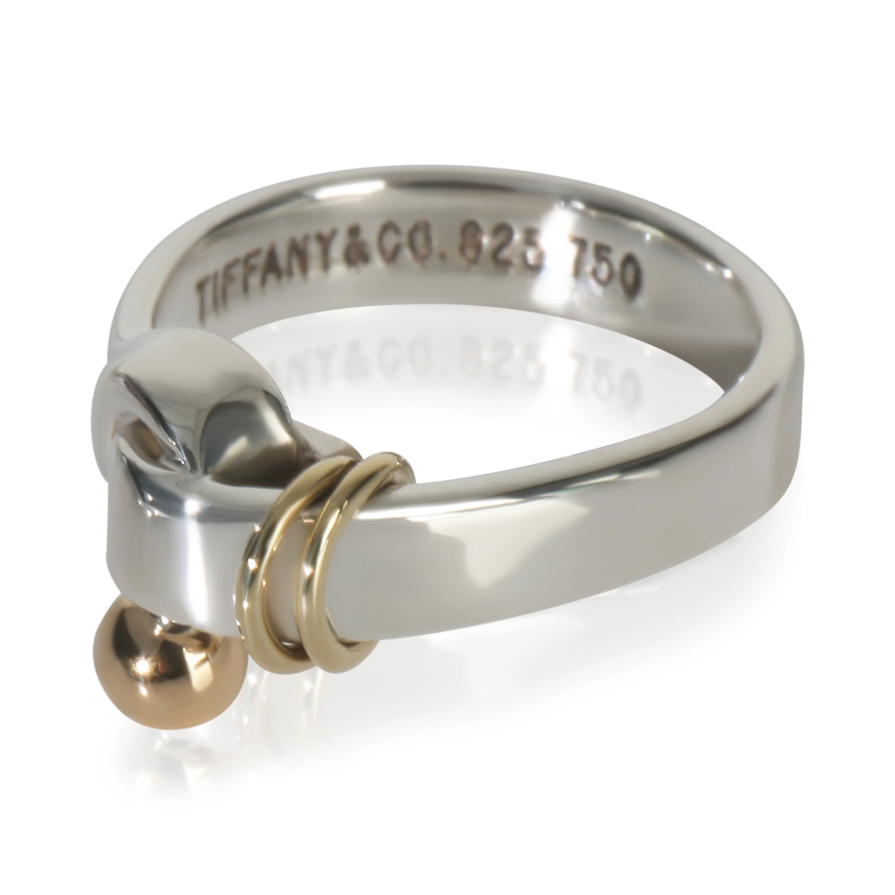 Yellow Gold & Sterling Silver  Vintage Hook Ring - Image 2