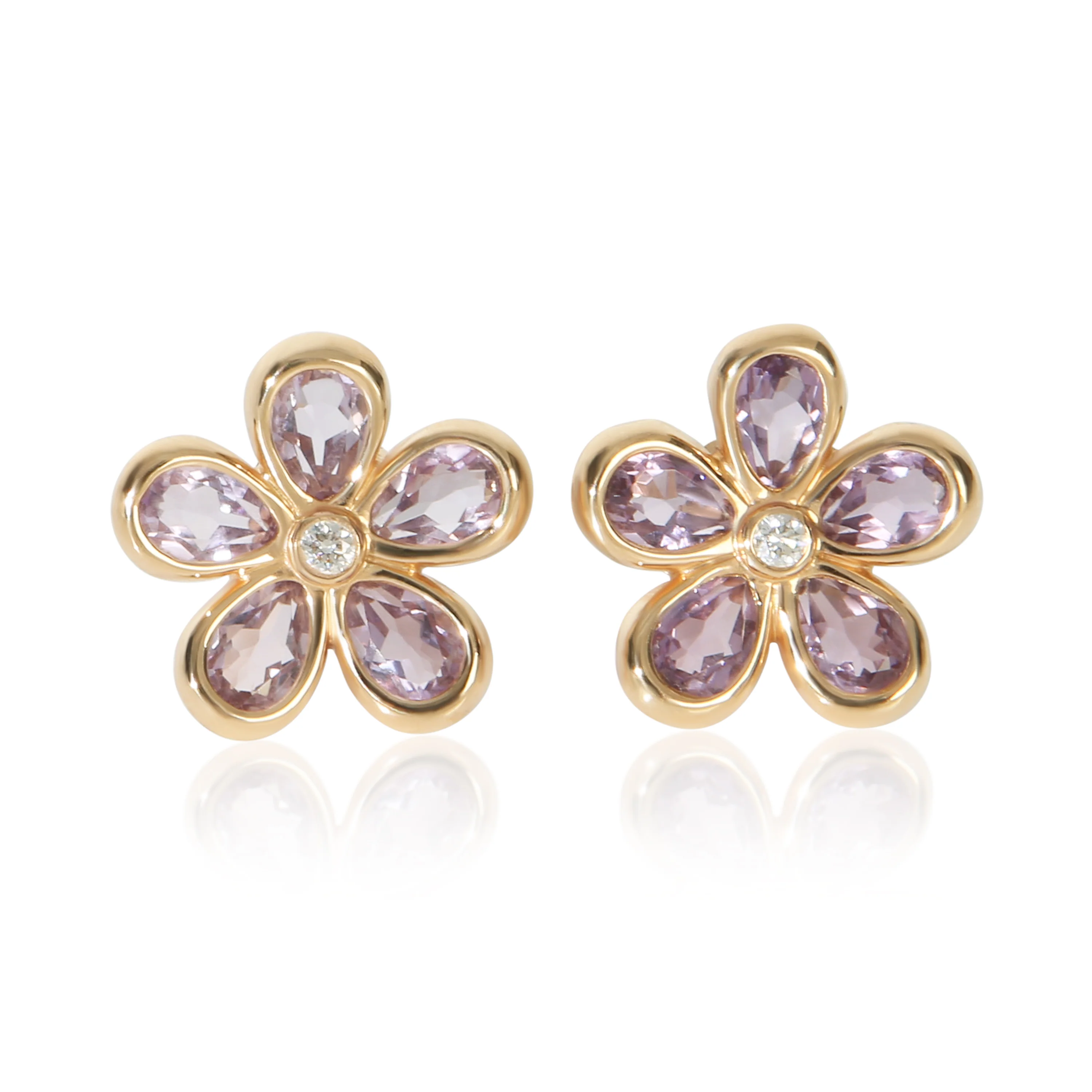 Rose Gold Amethyst and Diamond Sparklers Flower Earrings