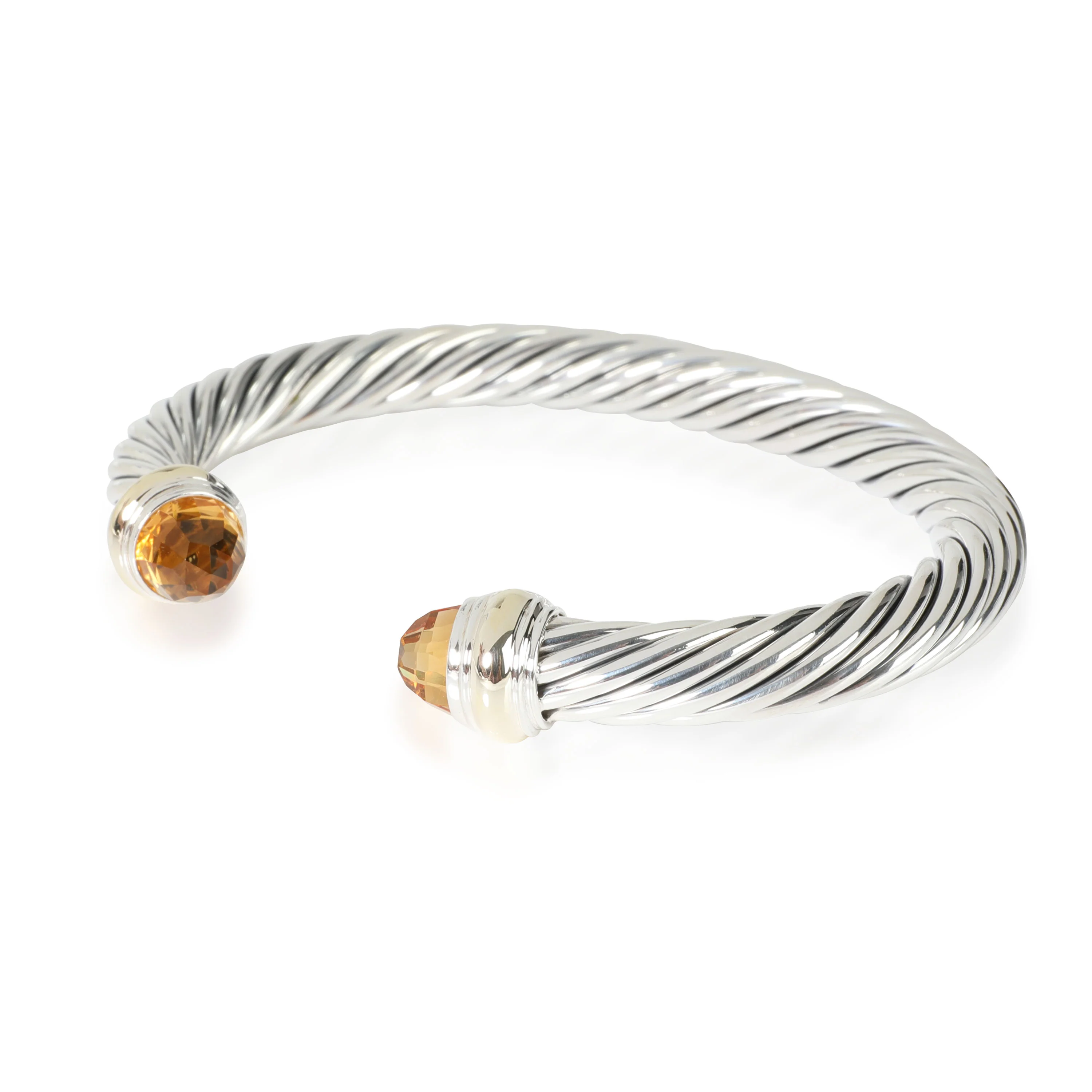 Yellow Gold & Sterling Silver Citrine Cable Classic Bracelet - Image 2
