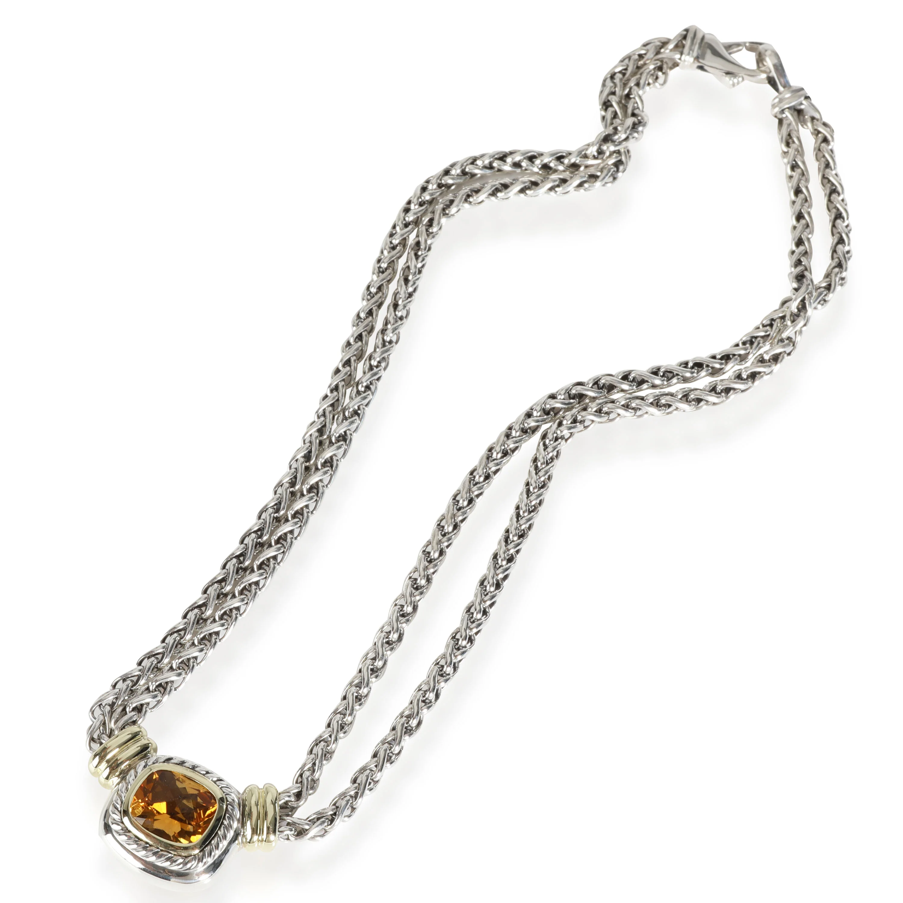 Yellow Gold & Sterling Silver Citrine Double Chain Albion Necklace - Image 2