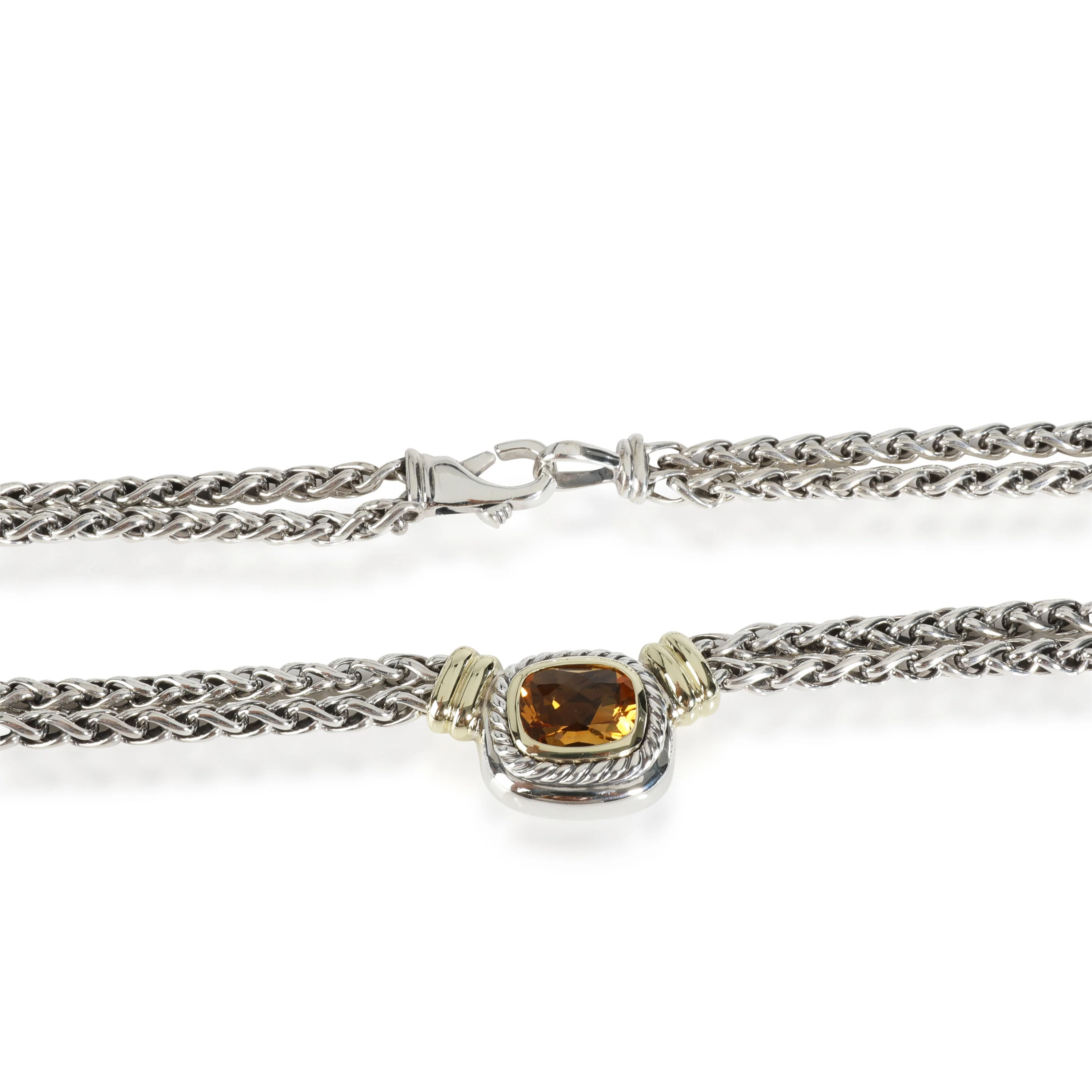 Yellow Gold & Sterling Silver Citrine Double Chain Albion Necklace - Image 3