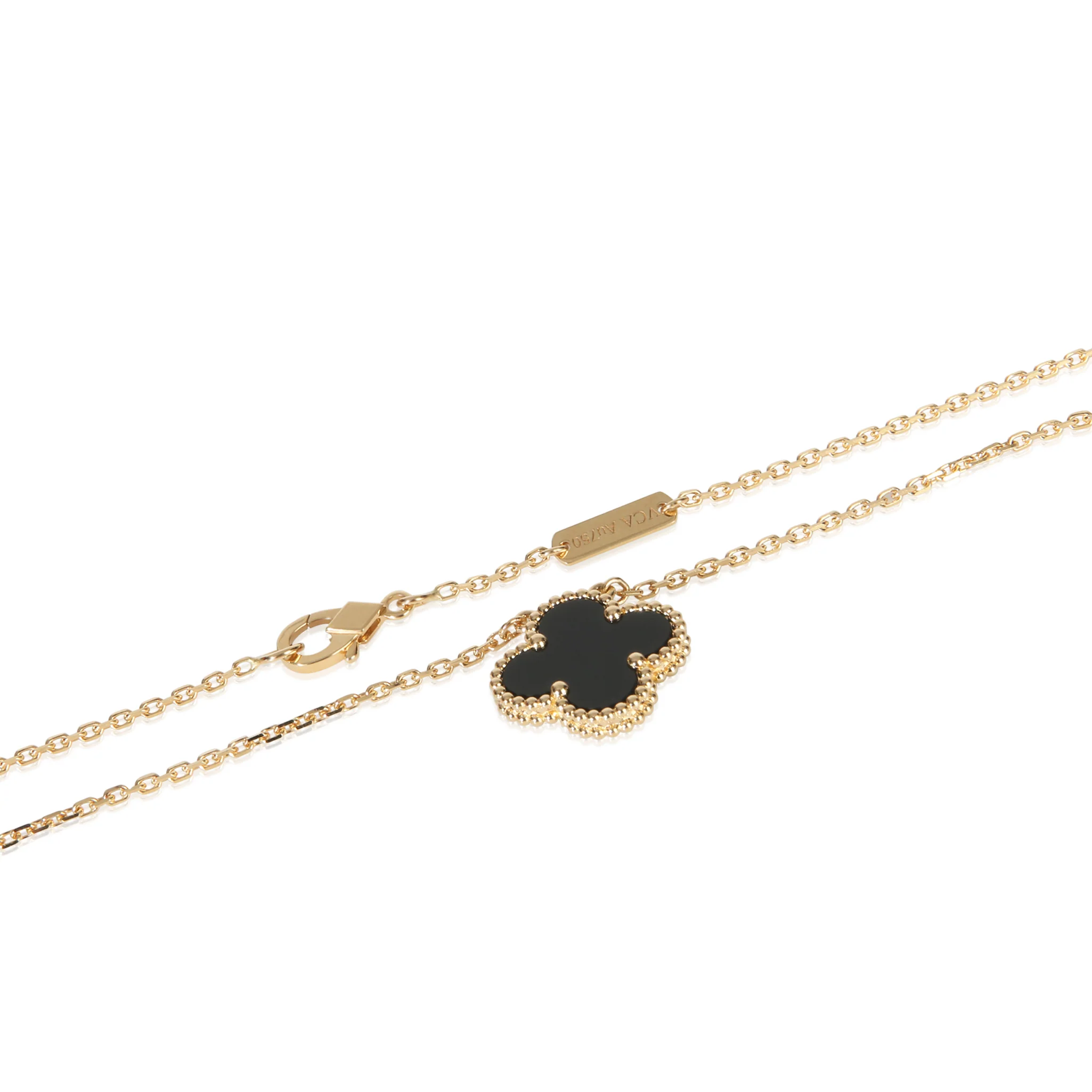 Yellow Gold Onyx Vintage Alhambra Pendant - Image 2