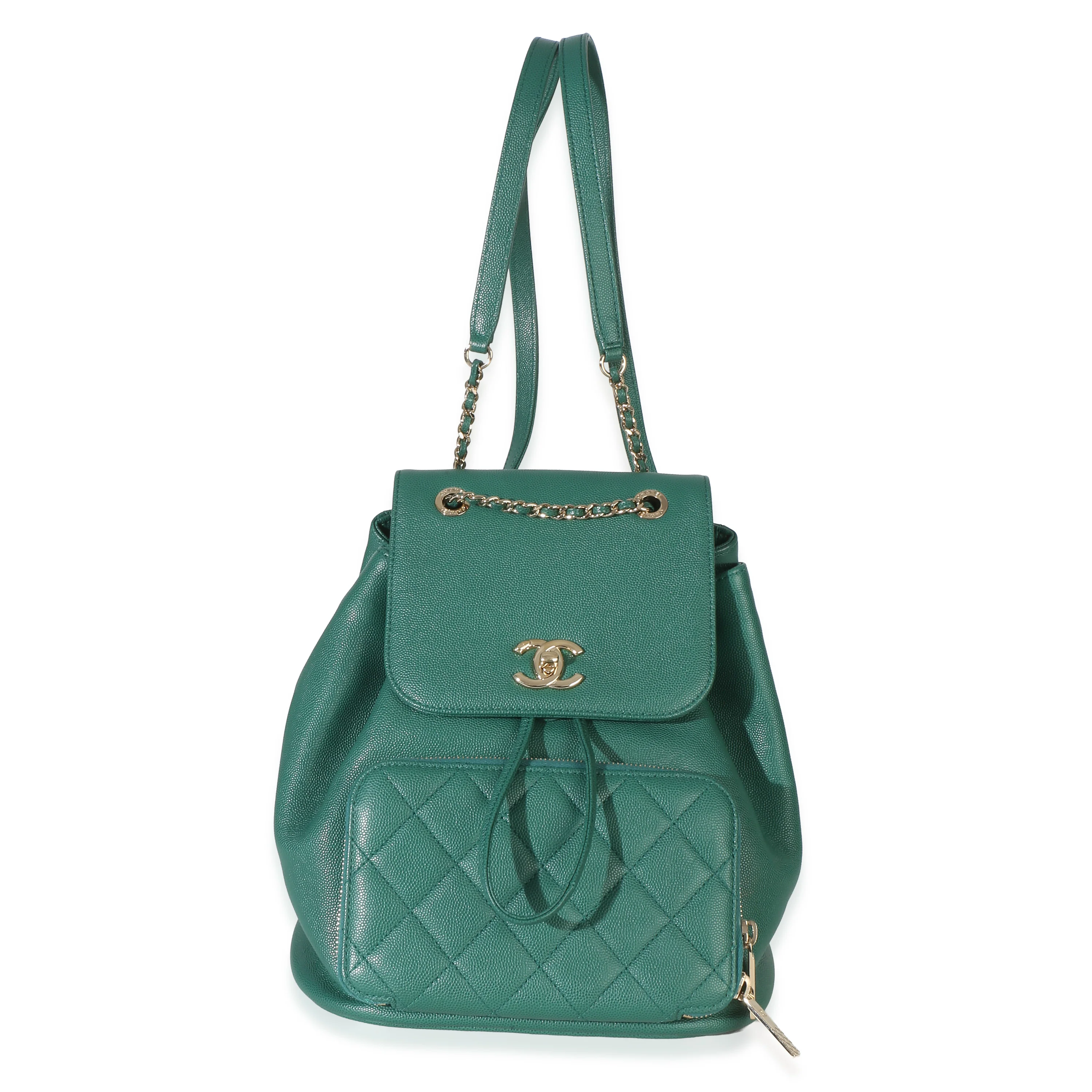 Green Quilted Caviar Business Affinity Backpack