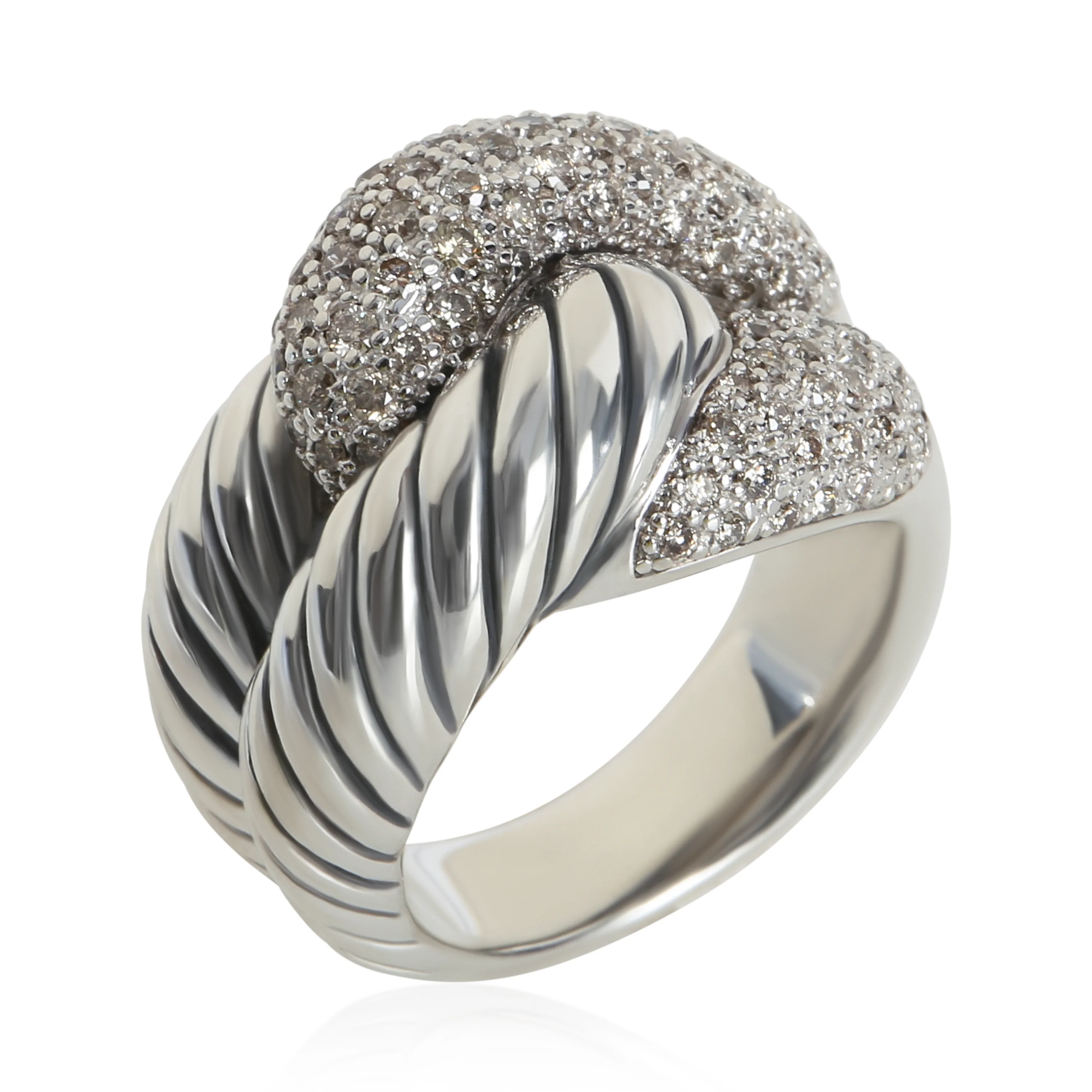 Sterling Silver Diamond Infinity Knot Ring - Image 4