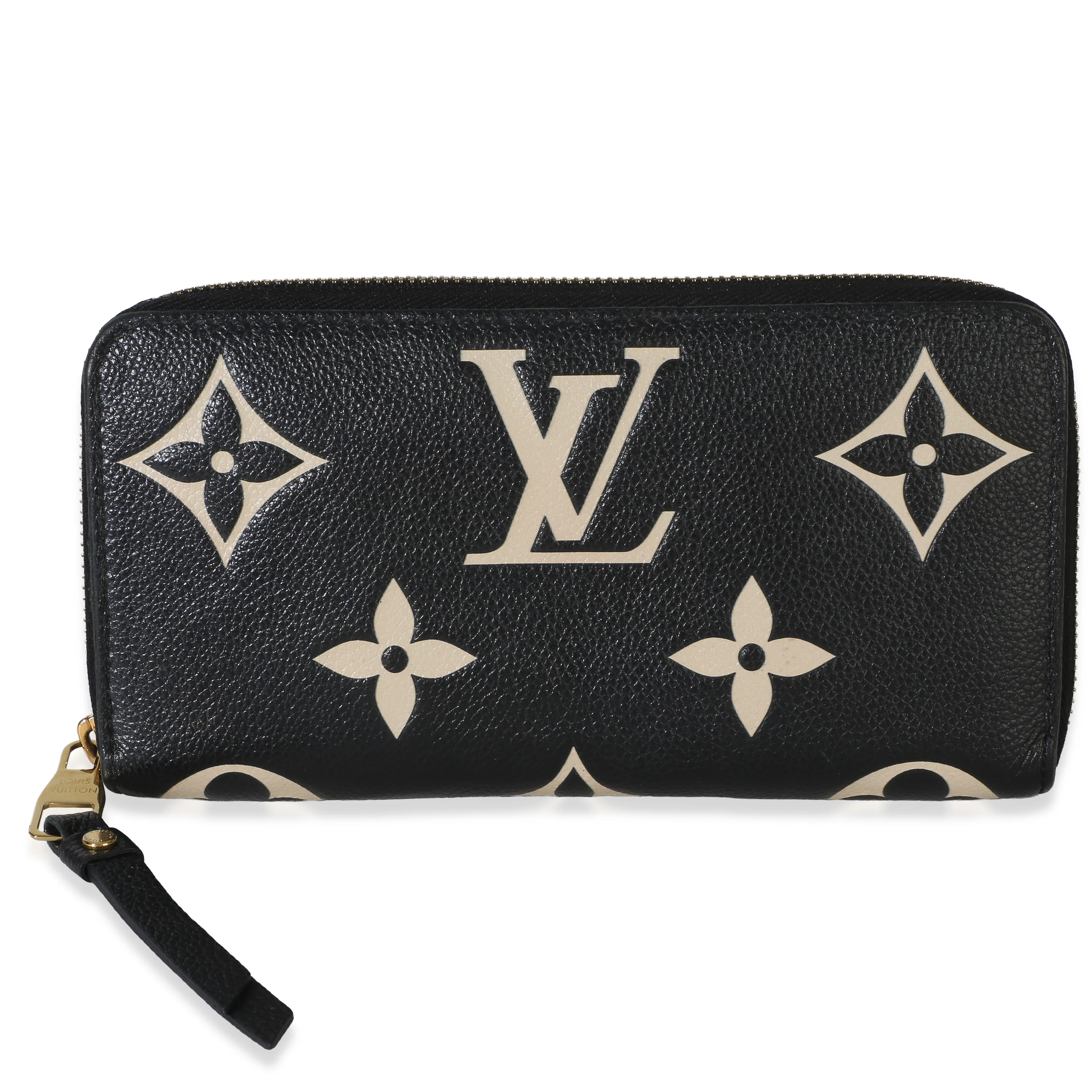 Black Beige Giant Monogram Empreinte Zippy Wallet