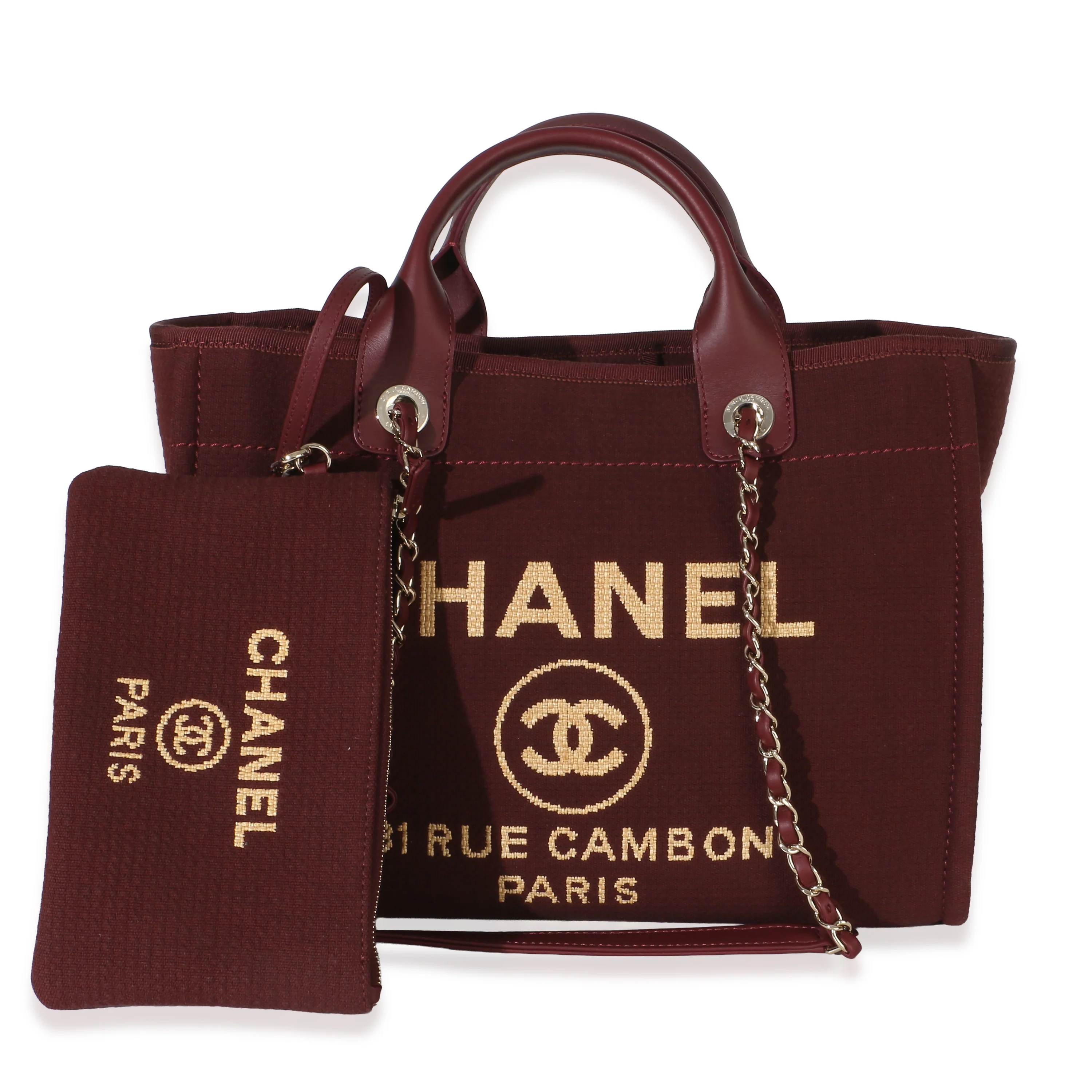 Burgundy Mixed Fibers Small Deauville Tote