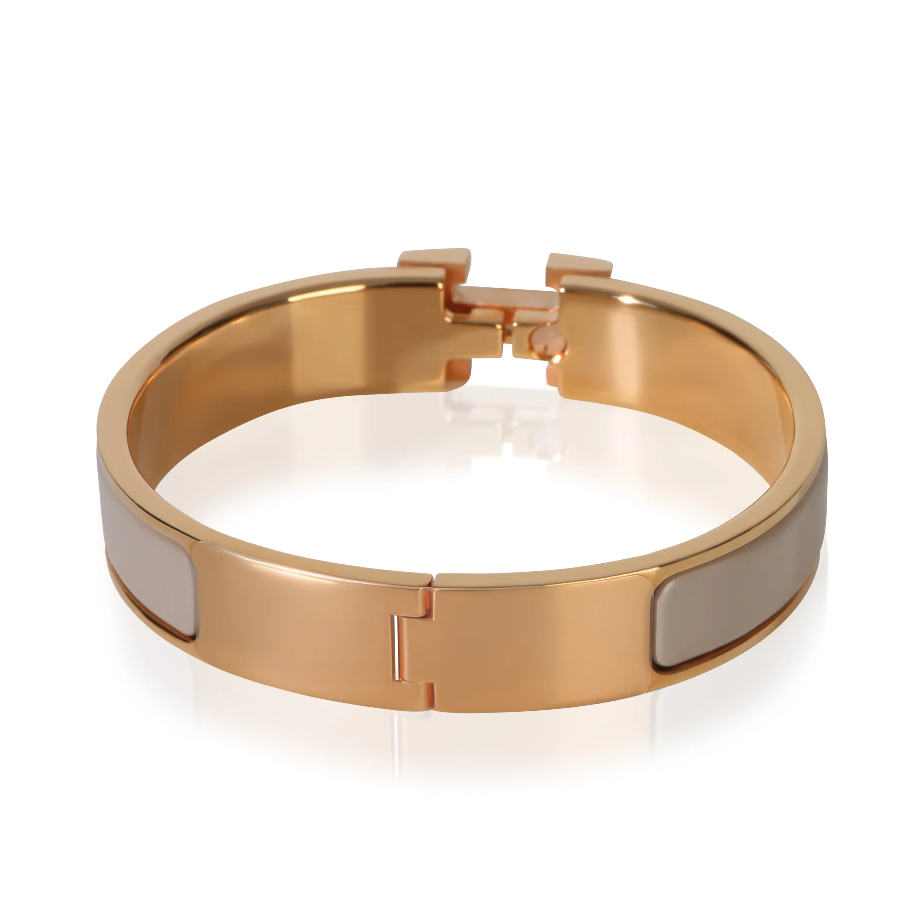 Gold-Plated  Clic H In Marron Glacé Bracelet - Image 3