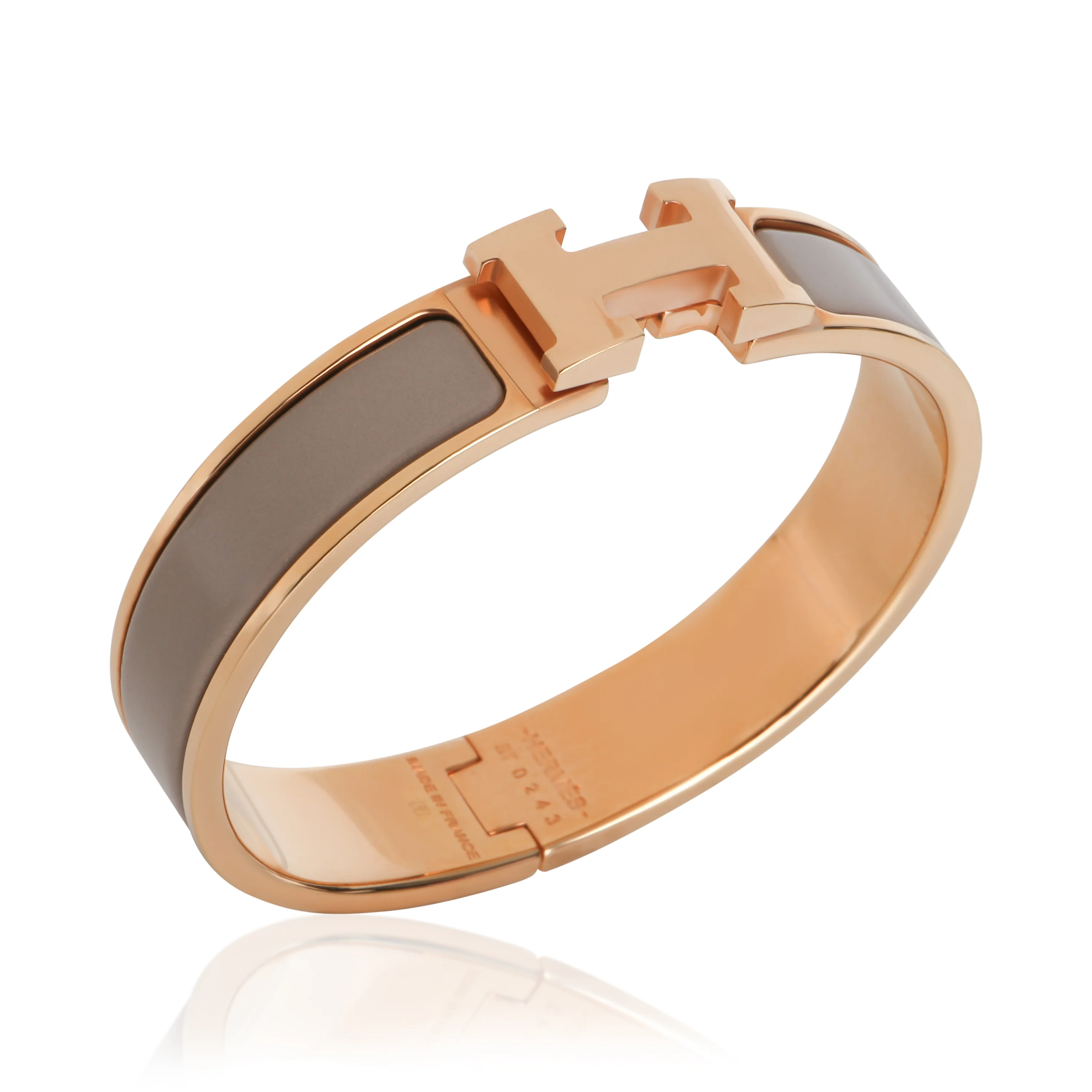 Gold-Plated  Clic H In Marron Glacé Bracelet - Image 4