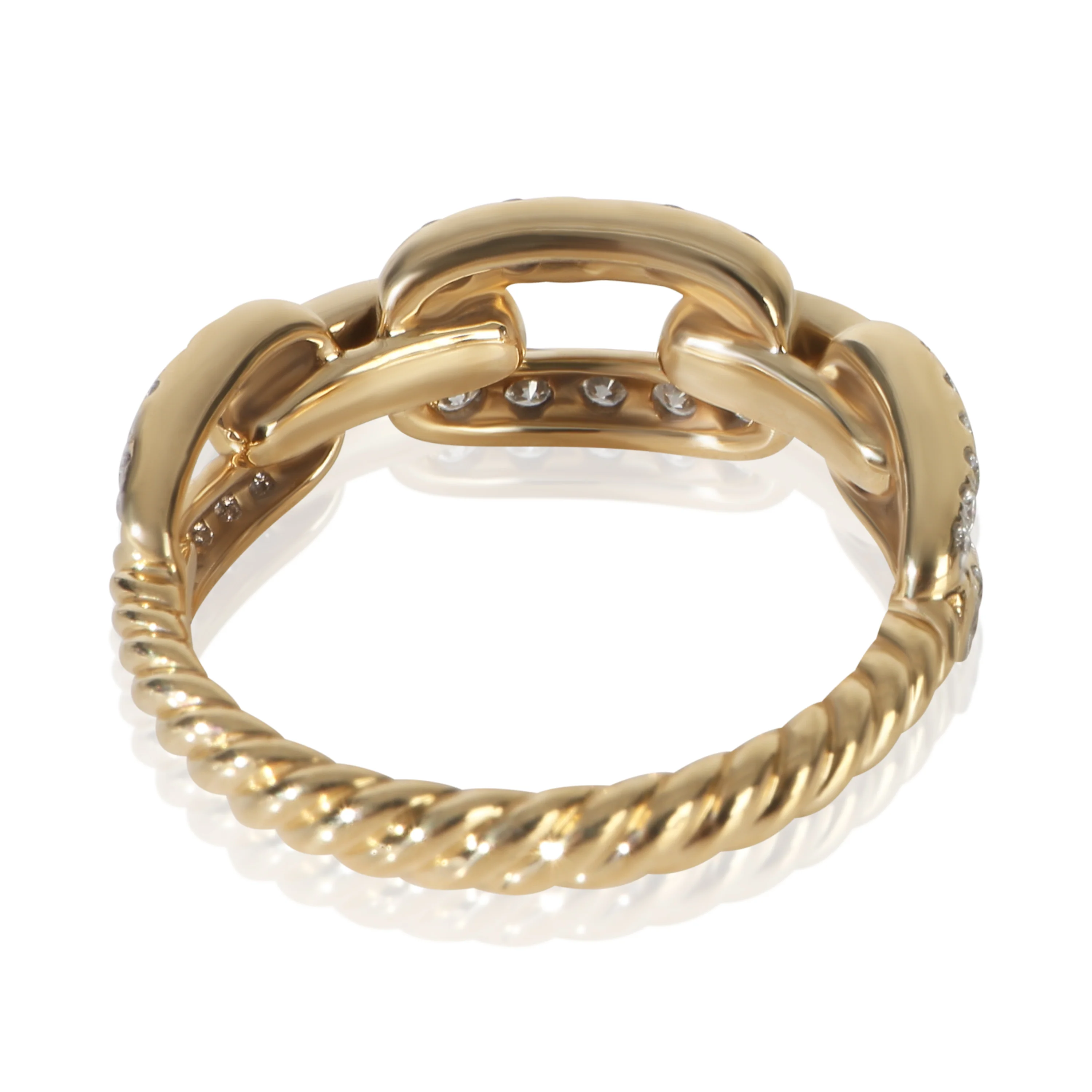 Yellow Gold Diamond Stax Chain Link Ring - Image 3