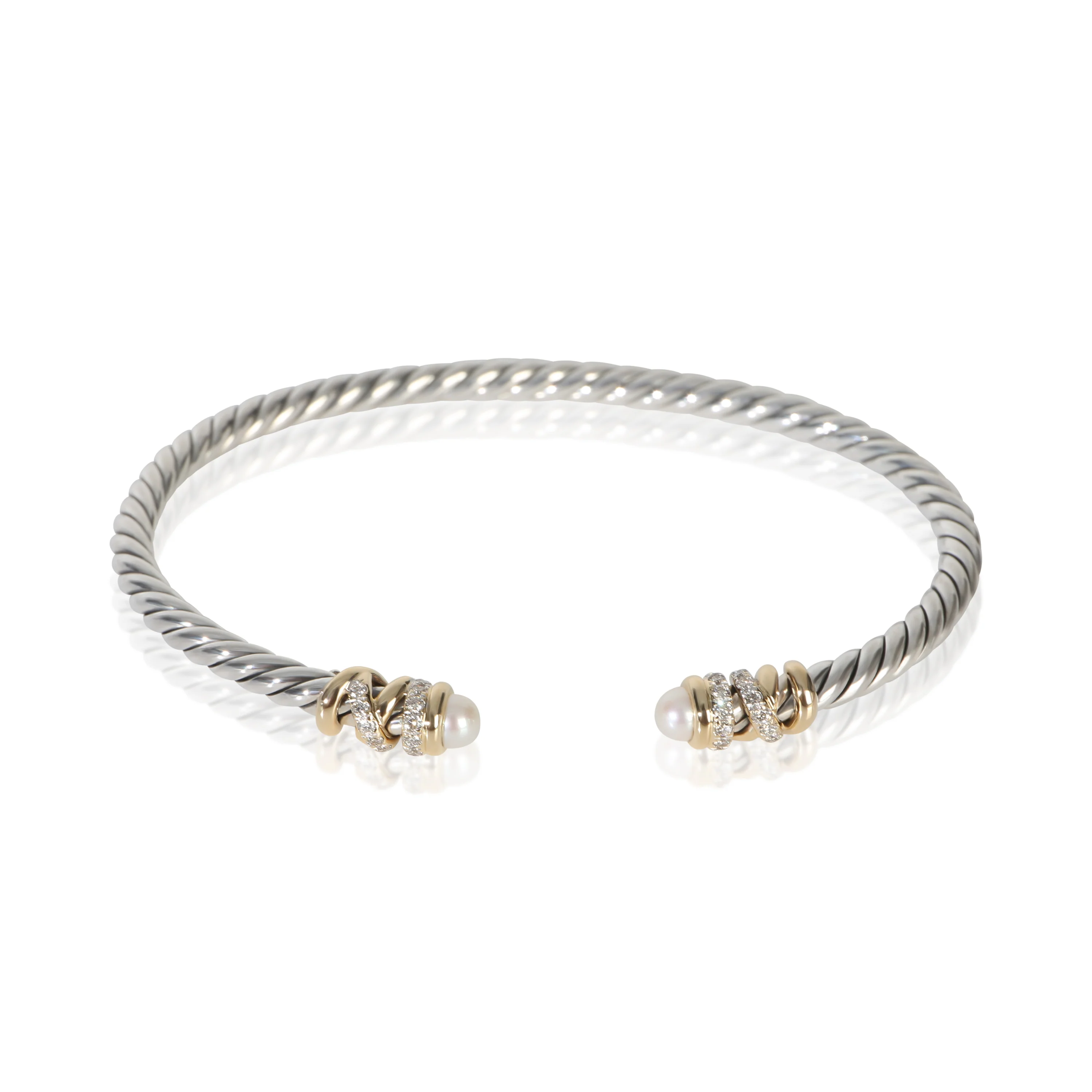 Yellow Gold & Sterling Silver Pearl and Diamond Petite Helena Brace