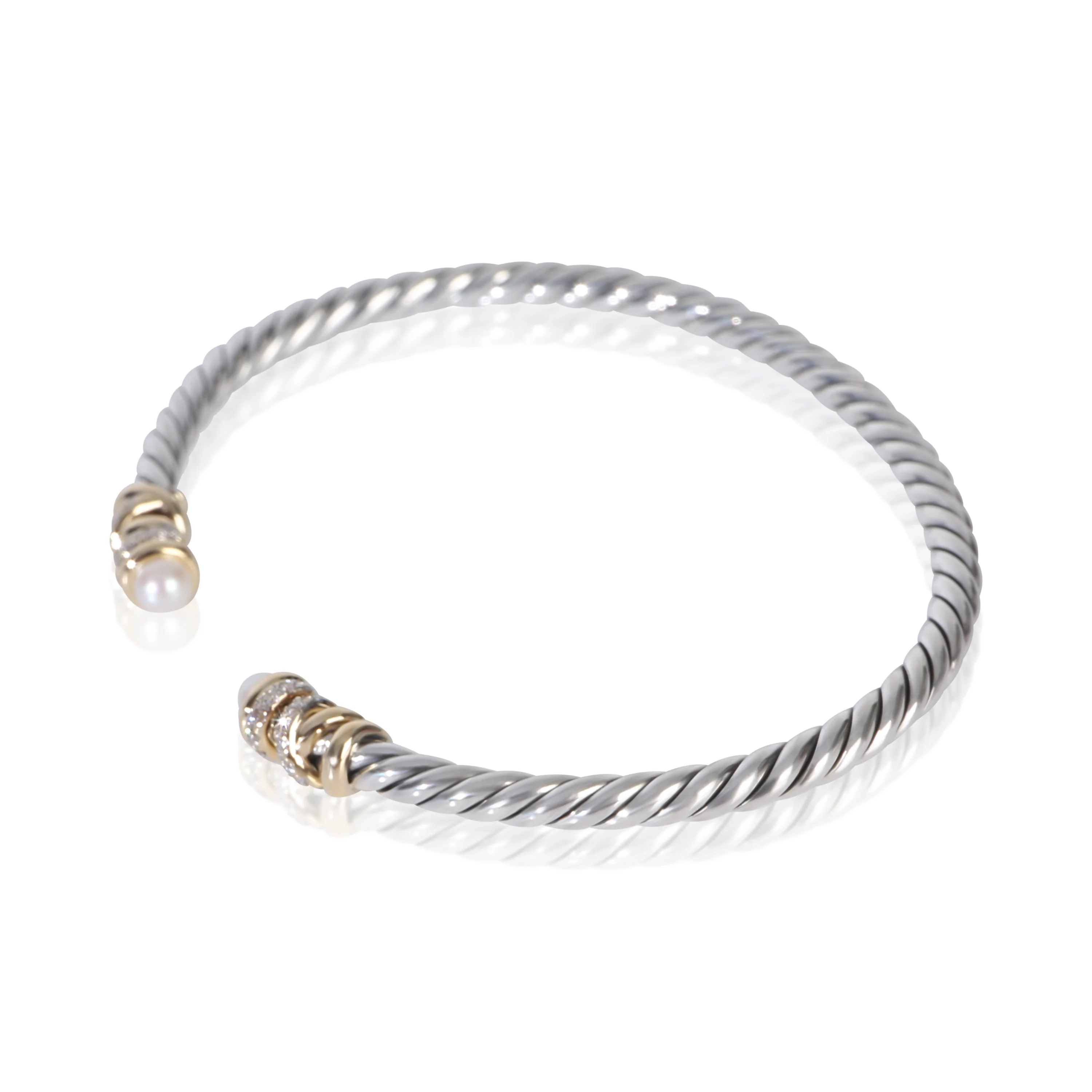 Yellow Gold & Sterling Silver Pearl and Diamond Petite Helena Brace - Image 2