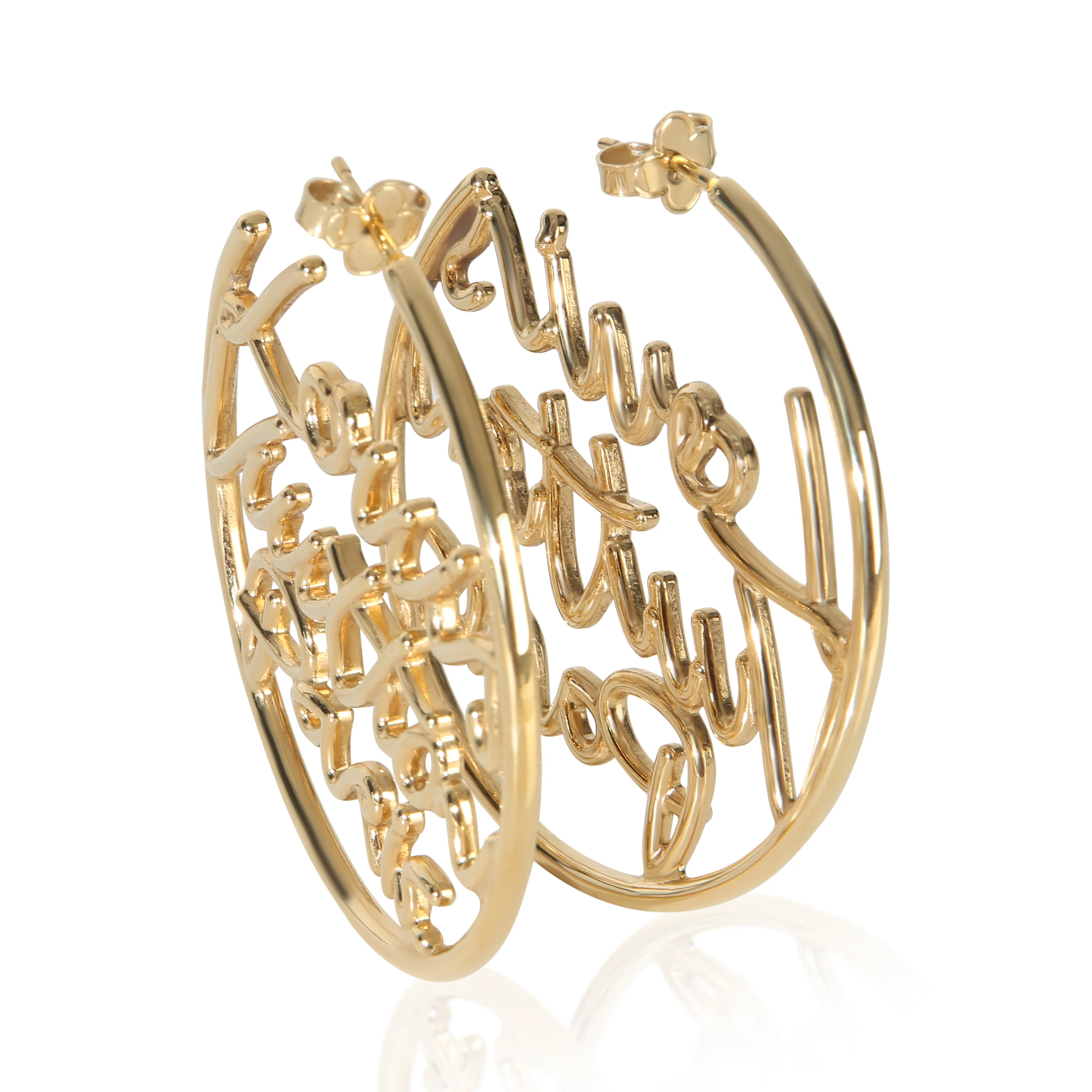 Gold-Plated  Script Hoop Earrings