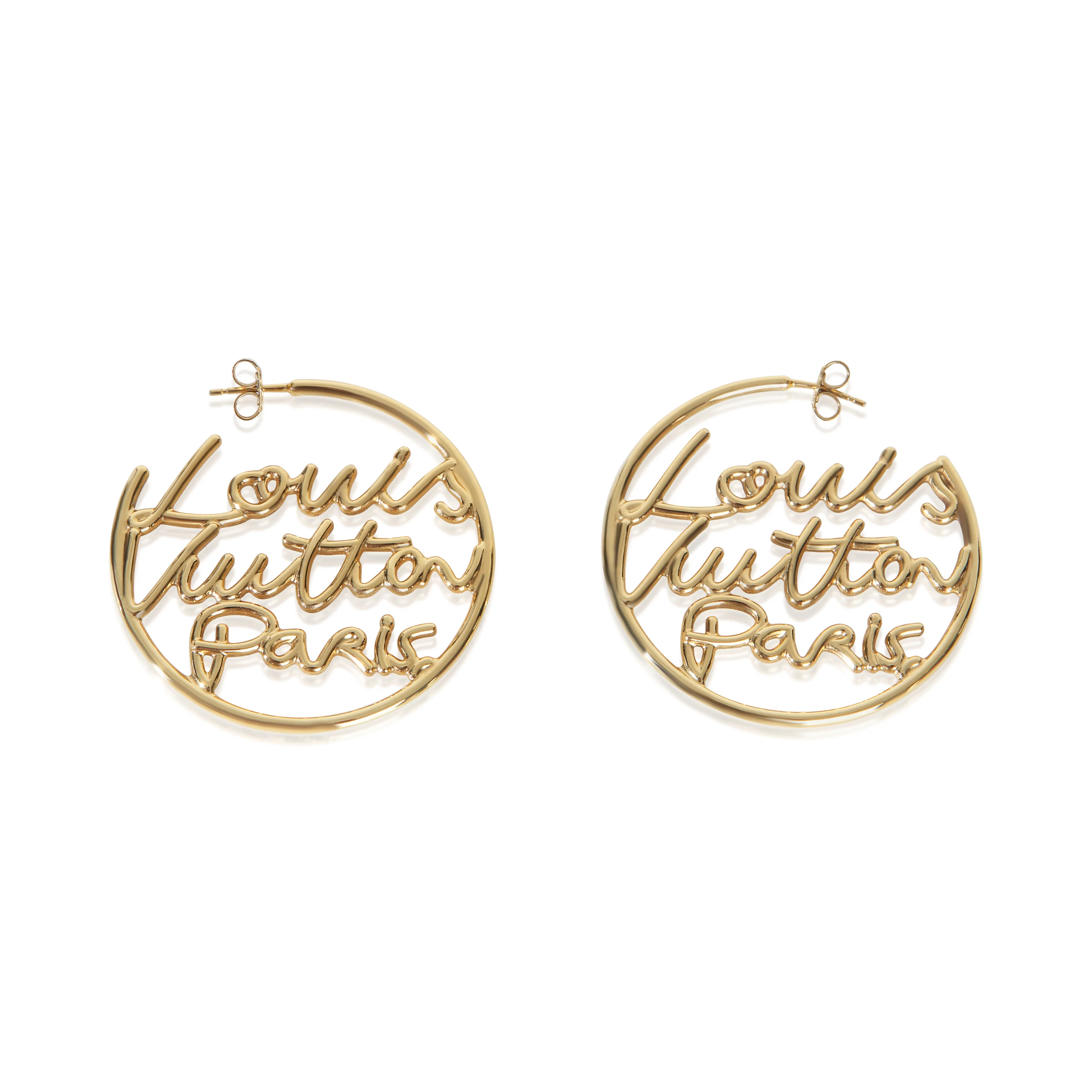 Gold-Plated  Script Hoop Earrings - Image 2