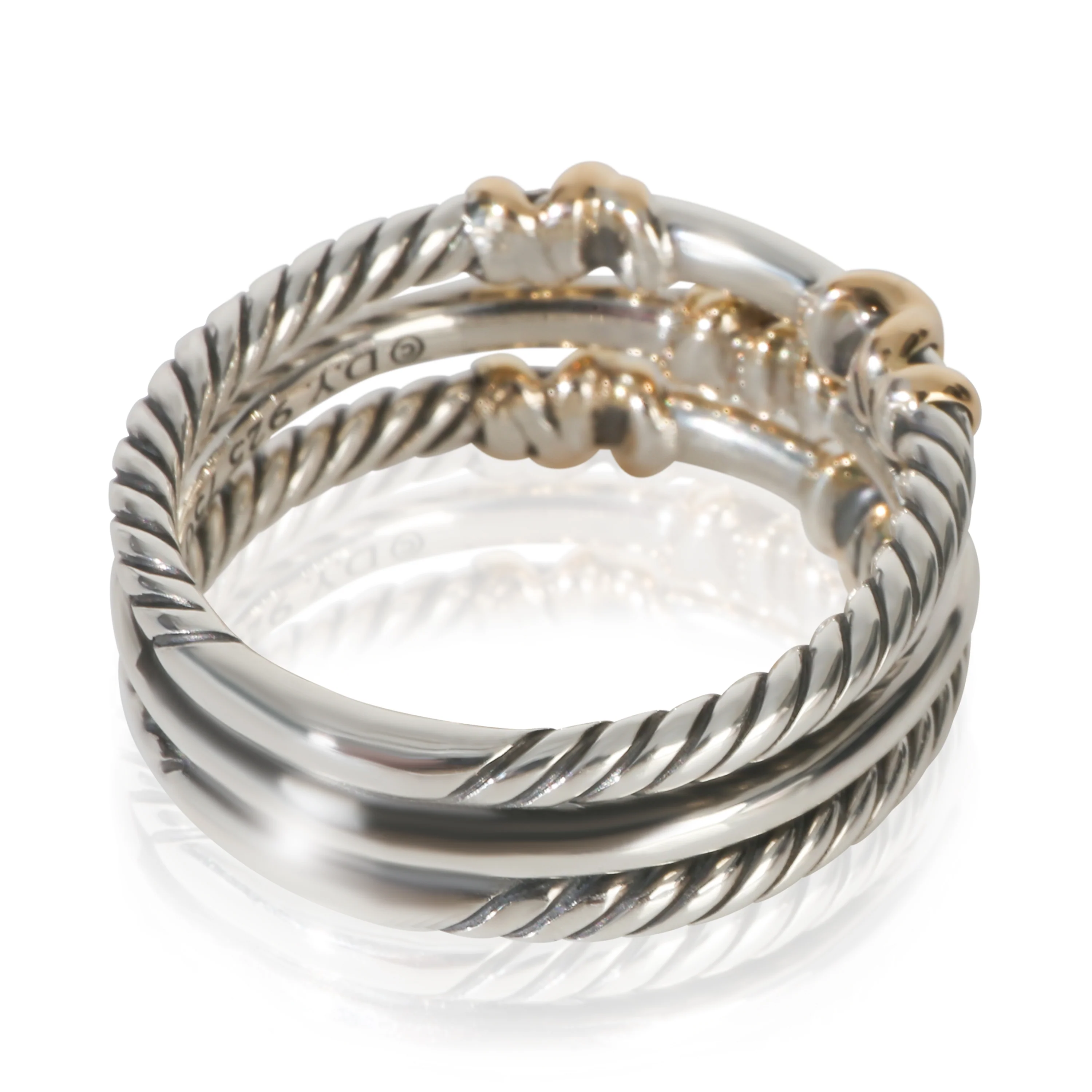 Yellow Gold & Sterling Silver Diamond Petite Helena 3 Row Ring - Image 3