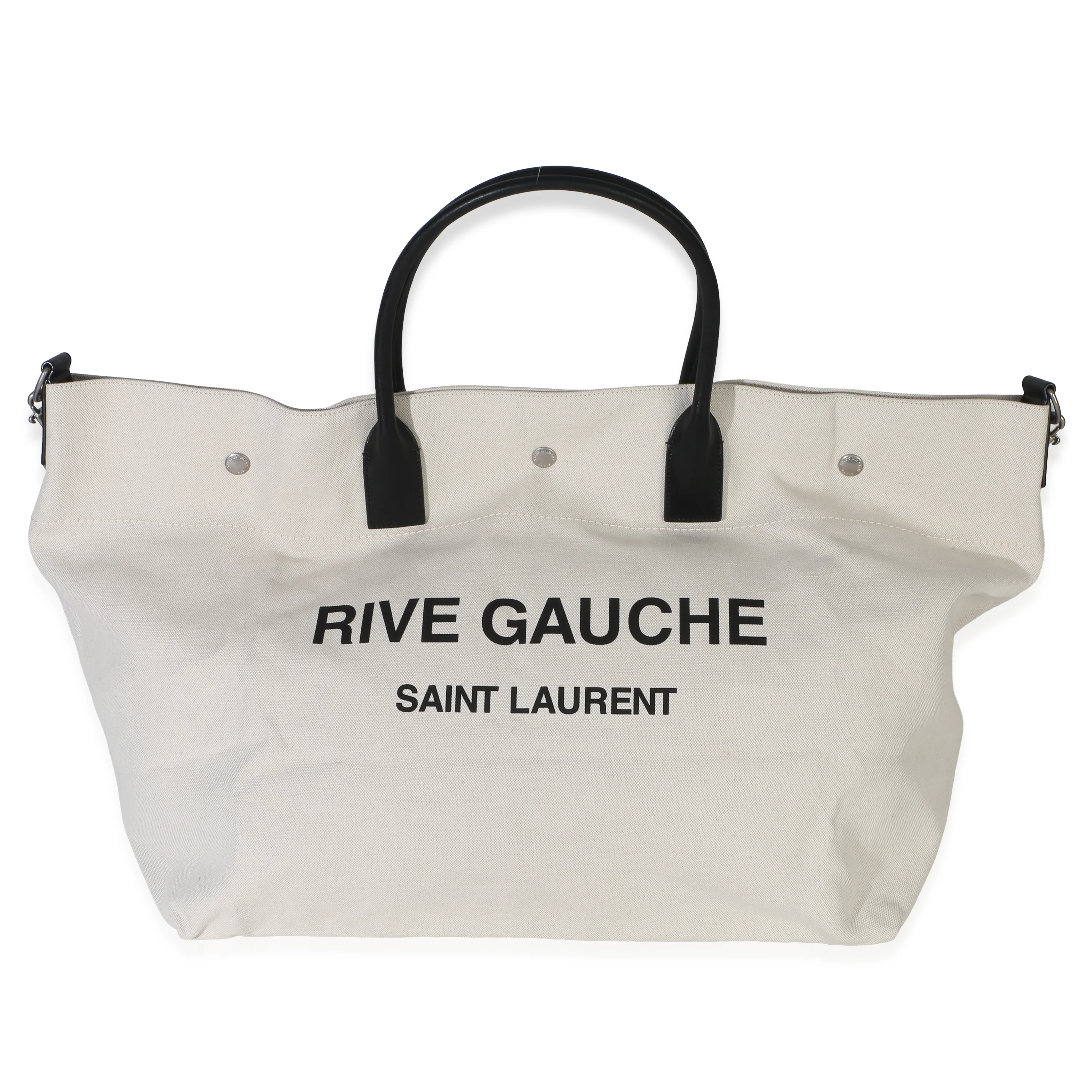 Black Beige Linen Rive Gauche Maxi Tote