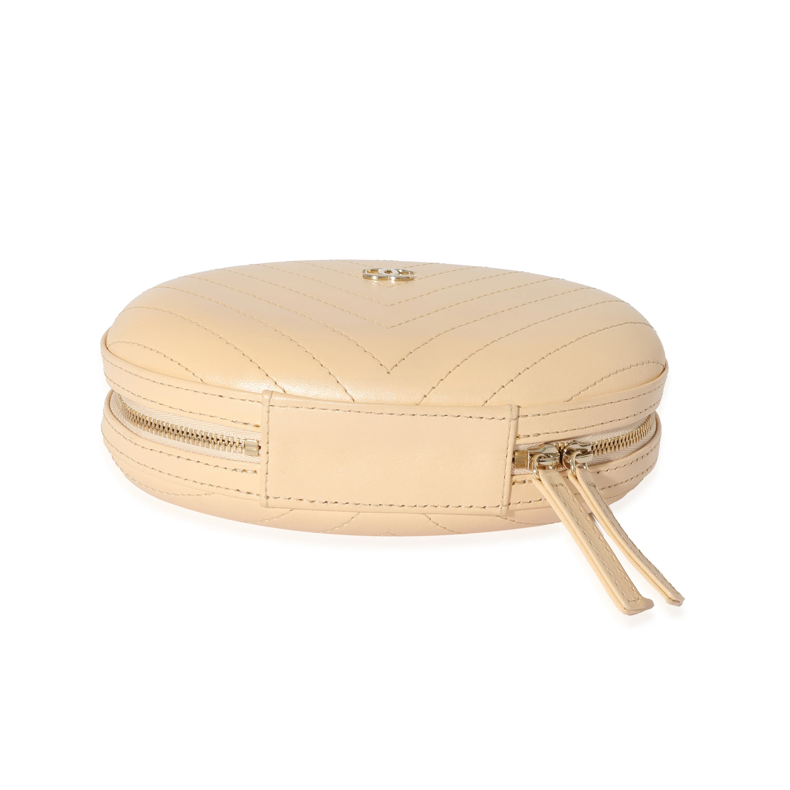 Beige Chevron Leather City Evening Box Bag - Image 5