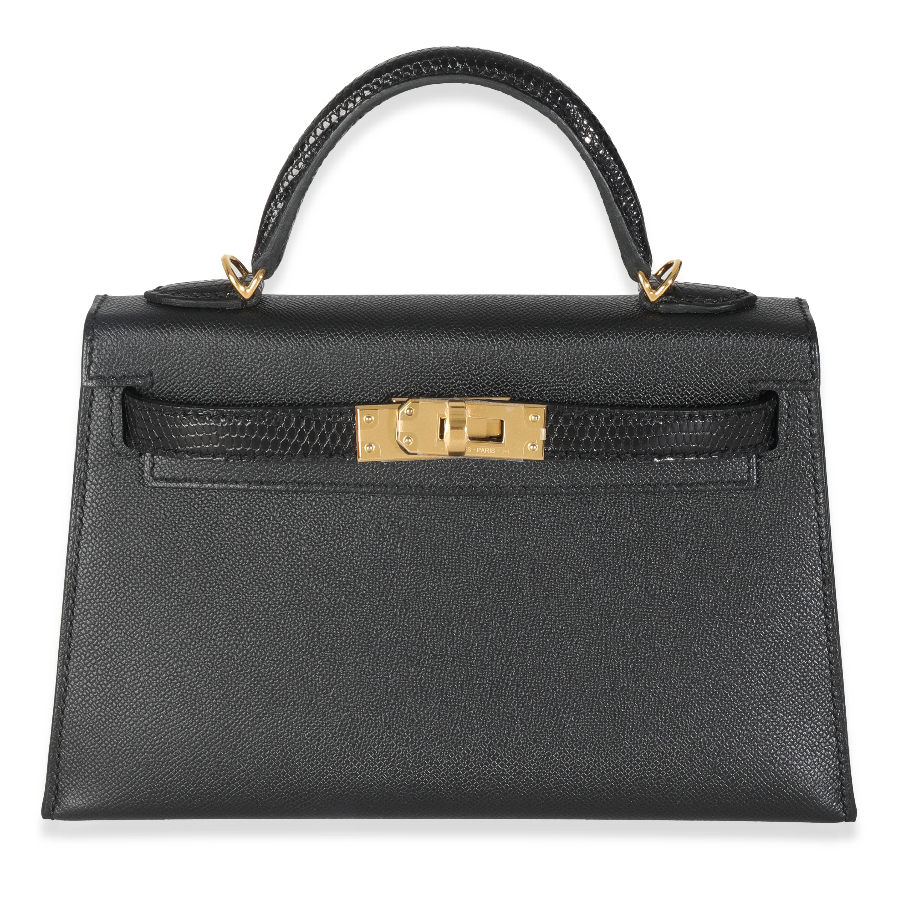 Black Madame Lizard Touch Mini Kelly 20 II GHW