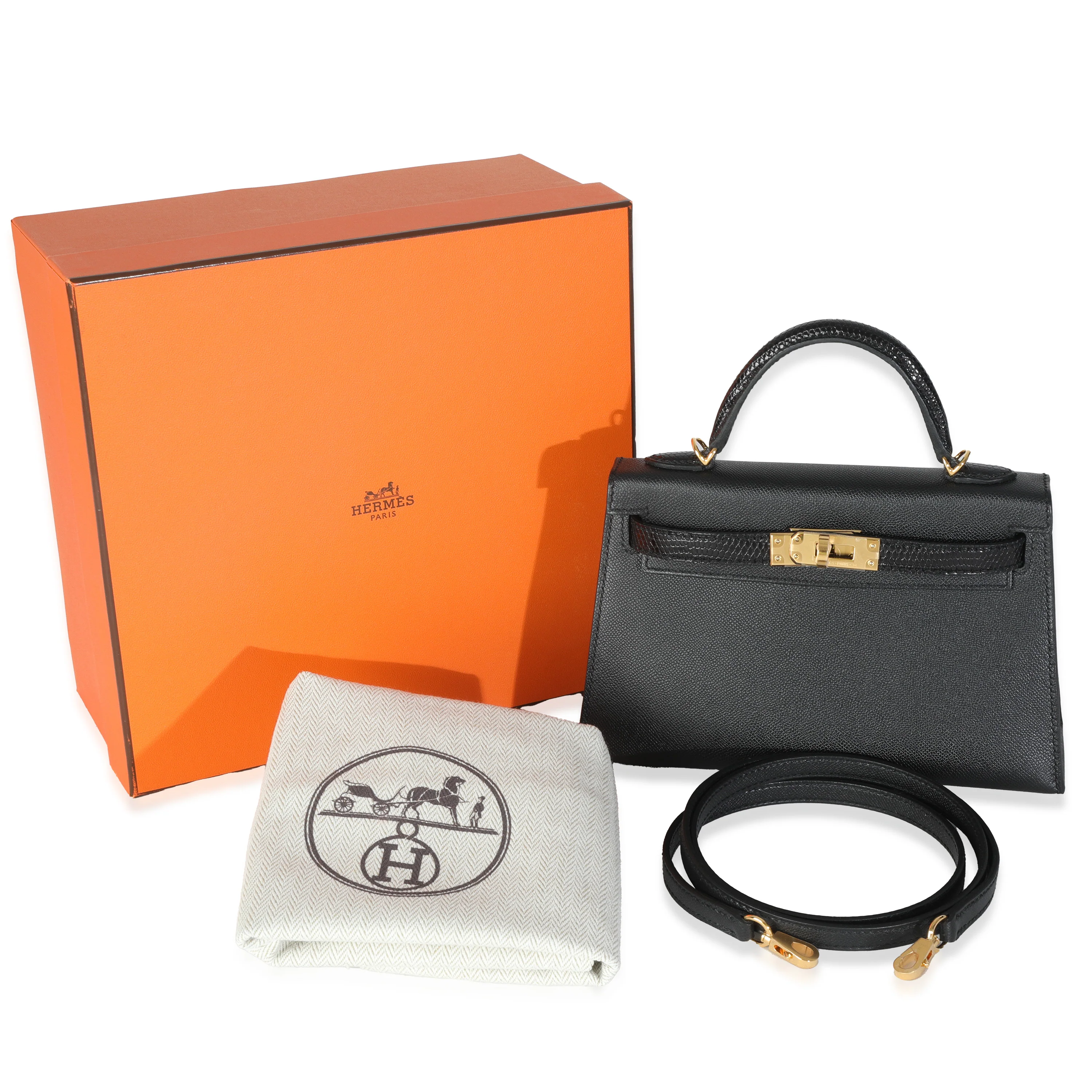 Black Madame Lizard Touch Mini Kelly 20 II GHW - Image 11