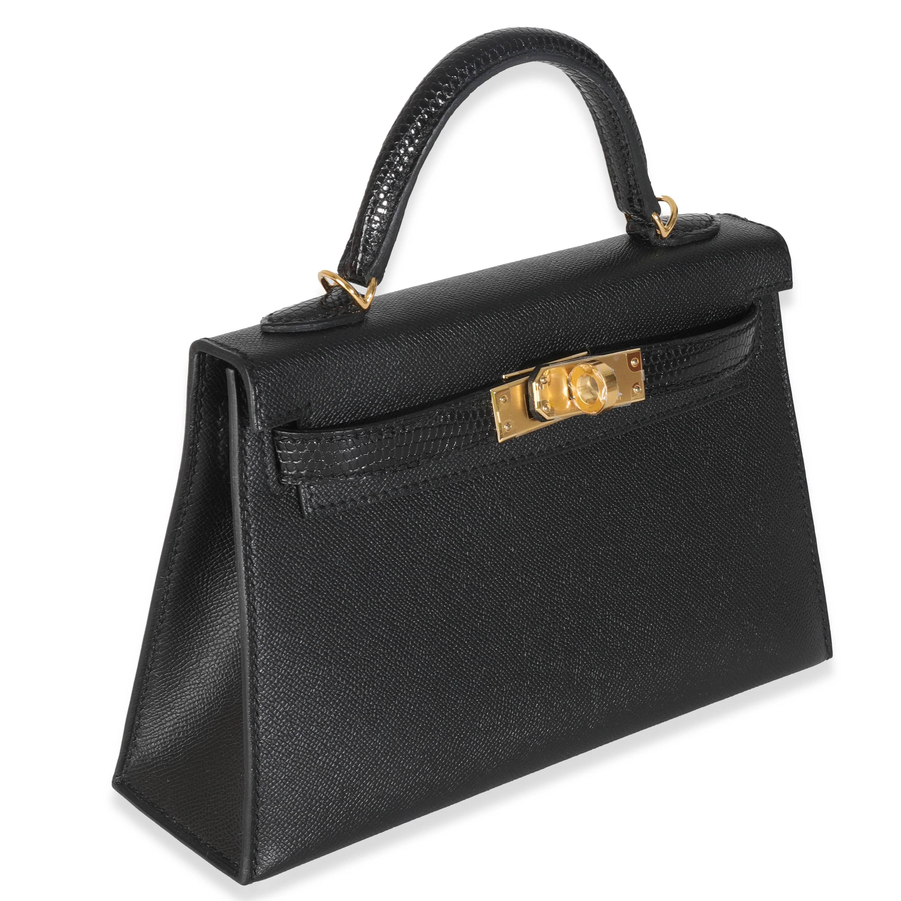 Black Madame Lizard Touch Mini Kelly 20 II GHW - Image 3