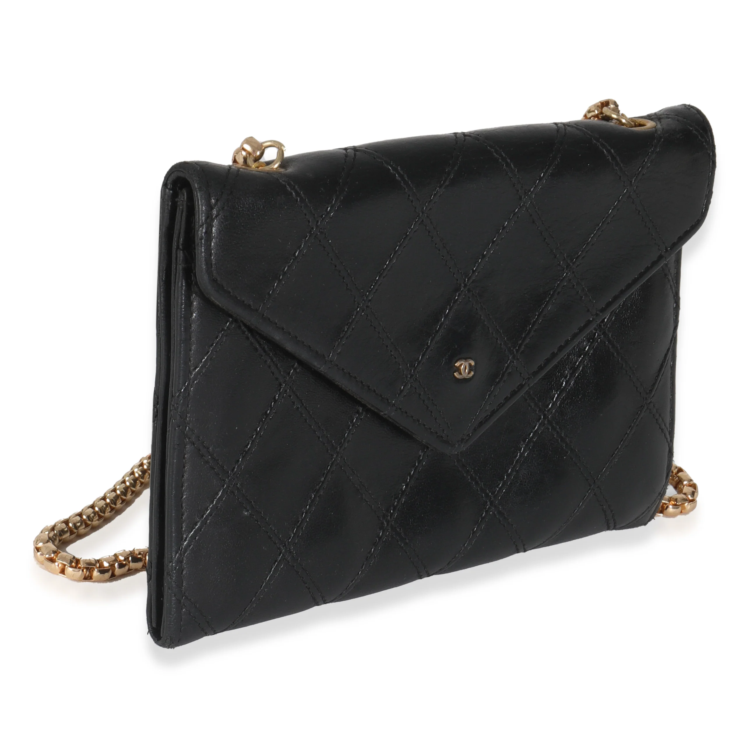 Vintage Black Quilted Lambskin Mini CC Clutch - Image 3