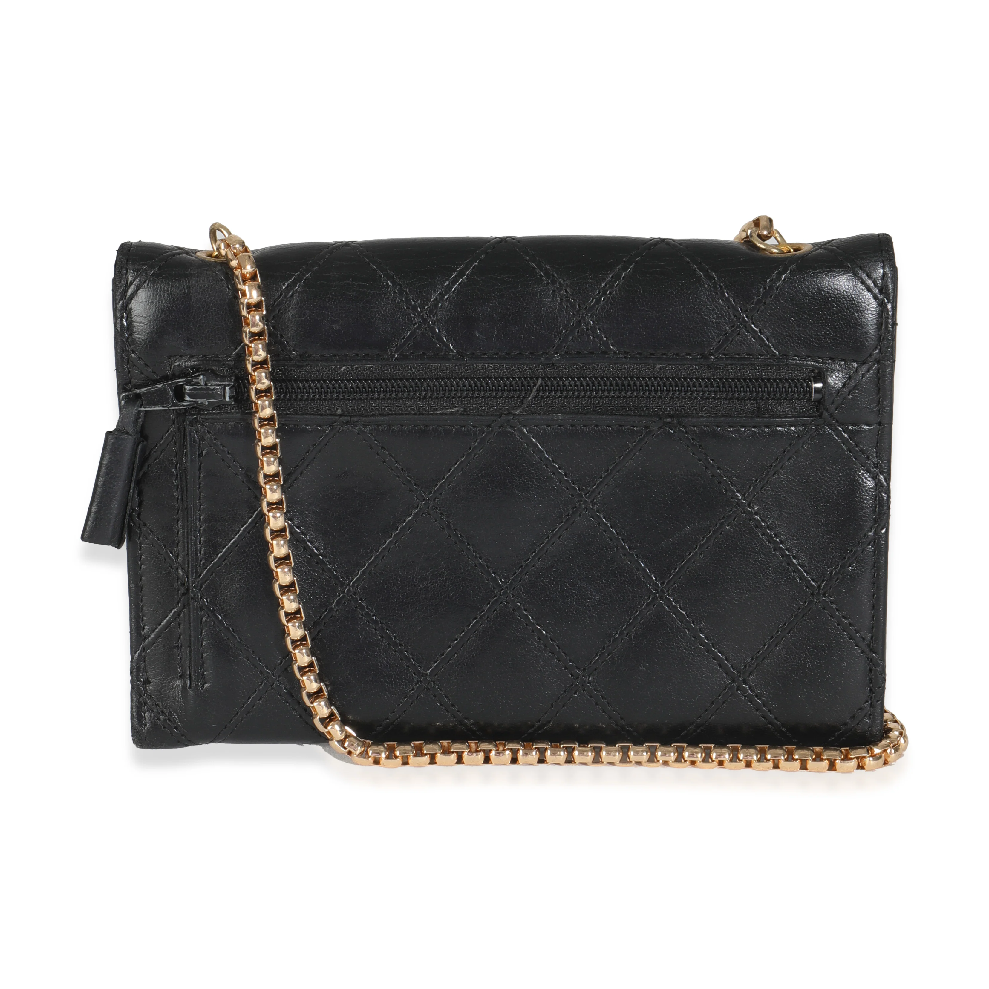 Vintage Black Quilted Lambskin Mini CC Clutch - Image 4