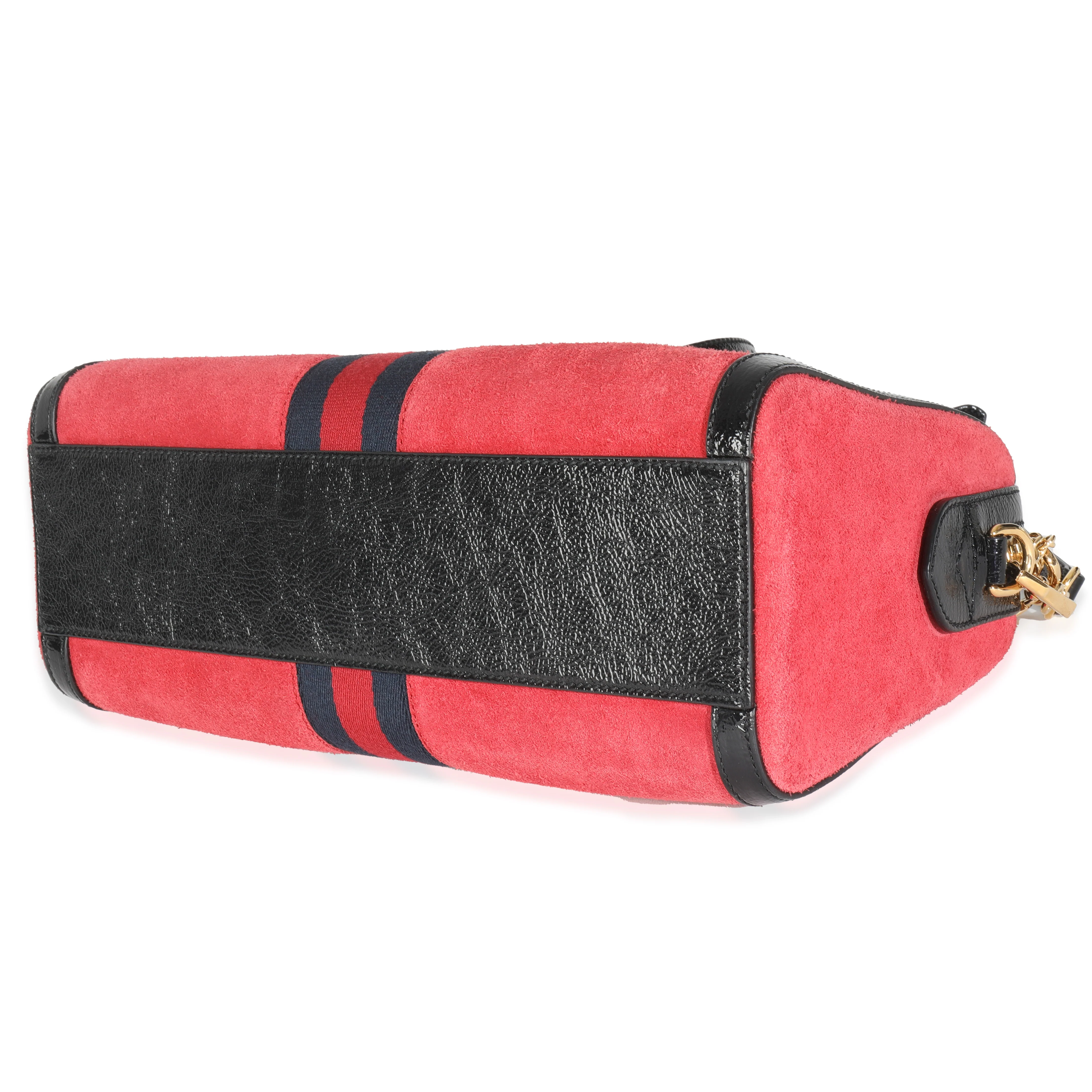 Red Suede Medium Ophidia Boston Bag - Image 7