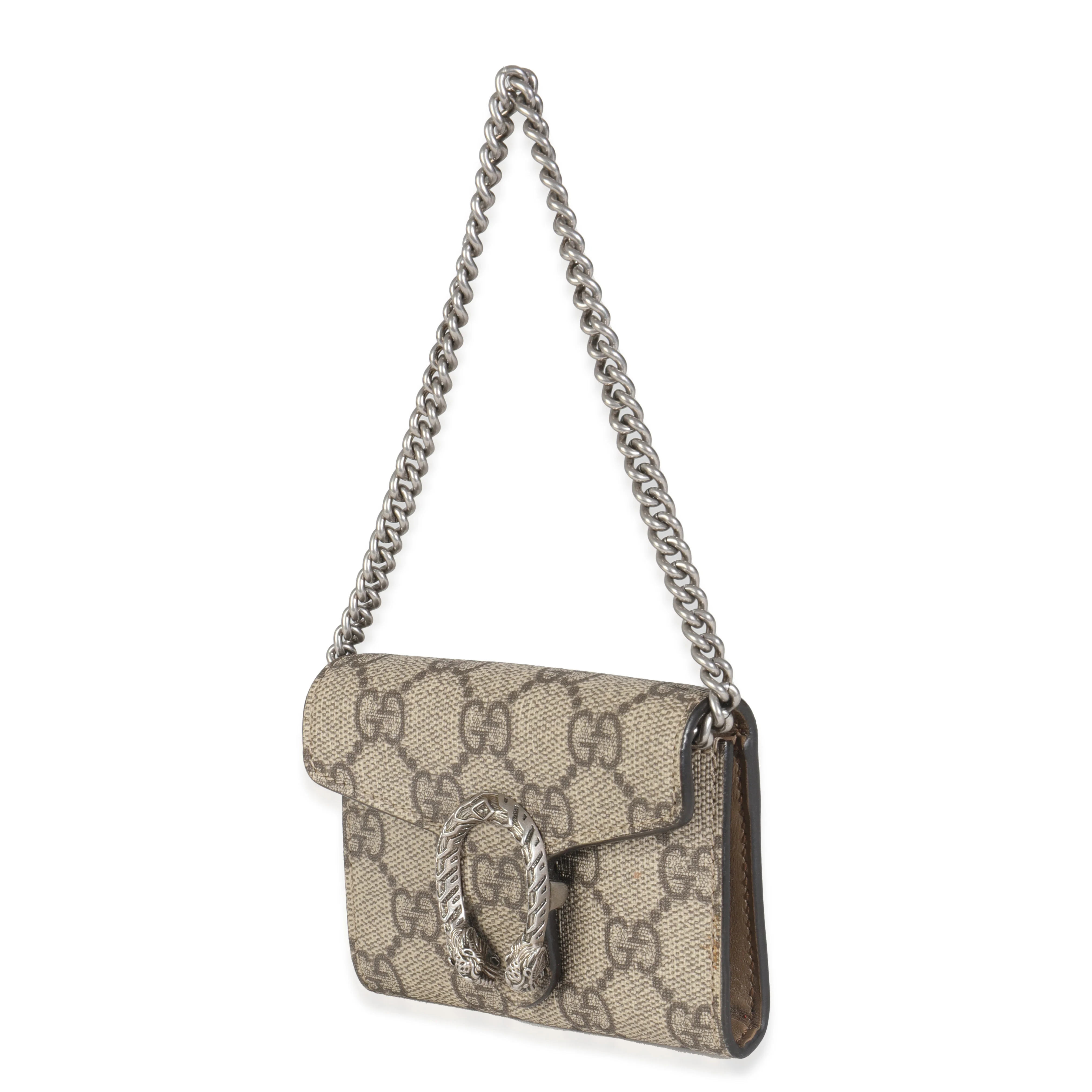 Beige GG Supreme Canvas Dionysus Card Holder On Chain - Image 2