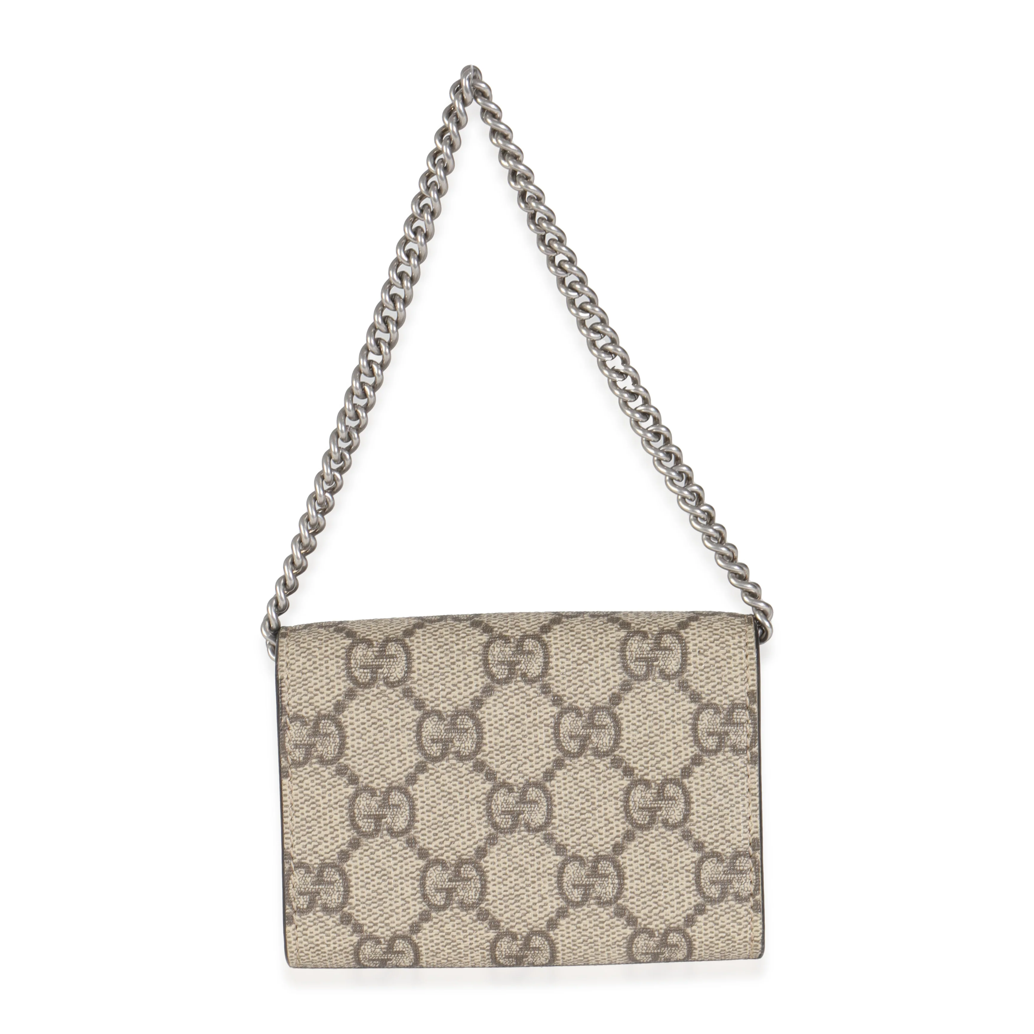 Beige GG Supreme Canvas Dionysus Card Holder On Chain - Image 4