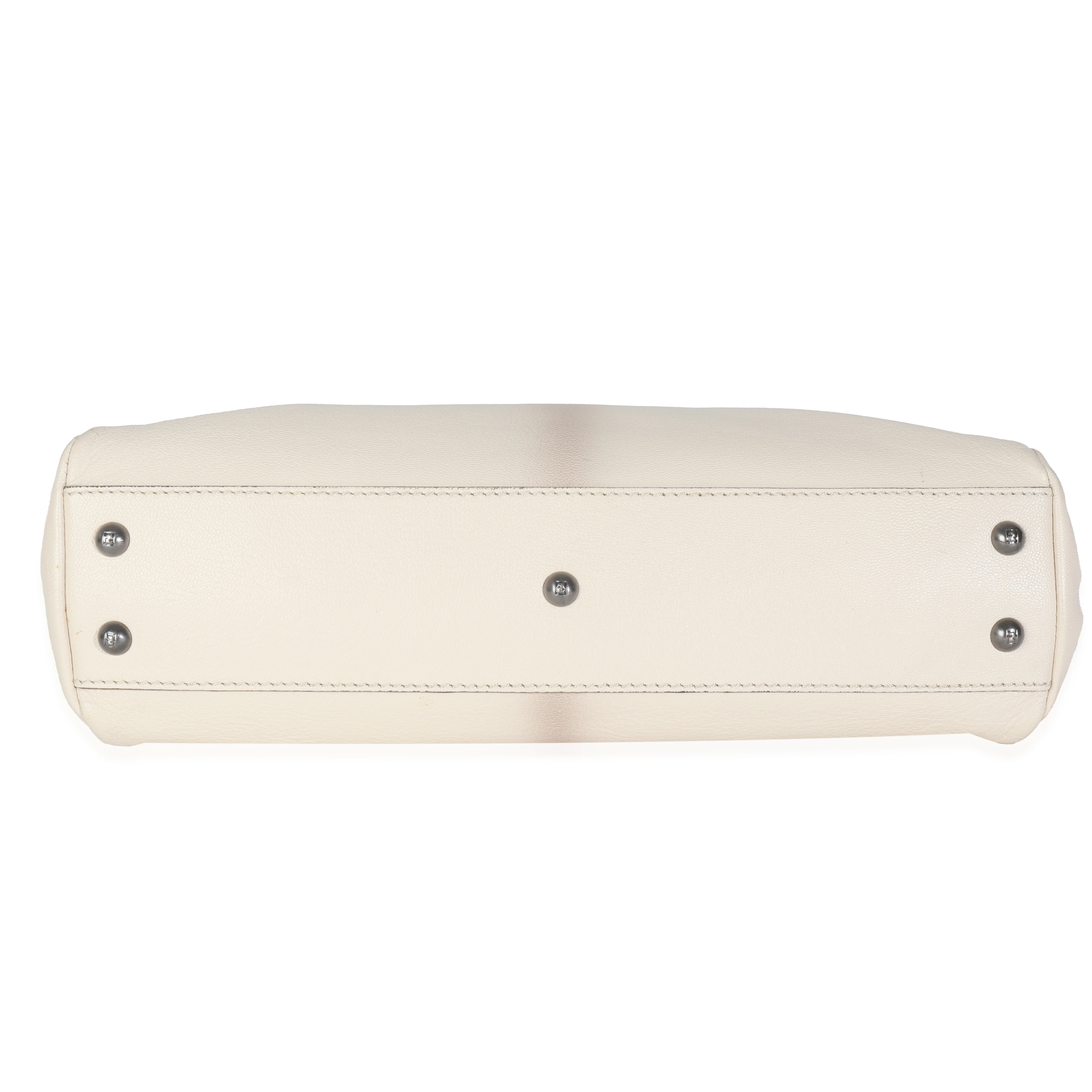 White Goatskin Beige Python Medium Peekaboo Iconic Satchel - Image 5