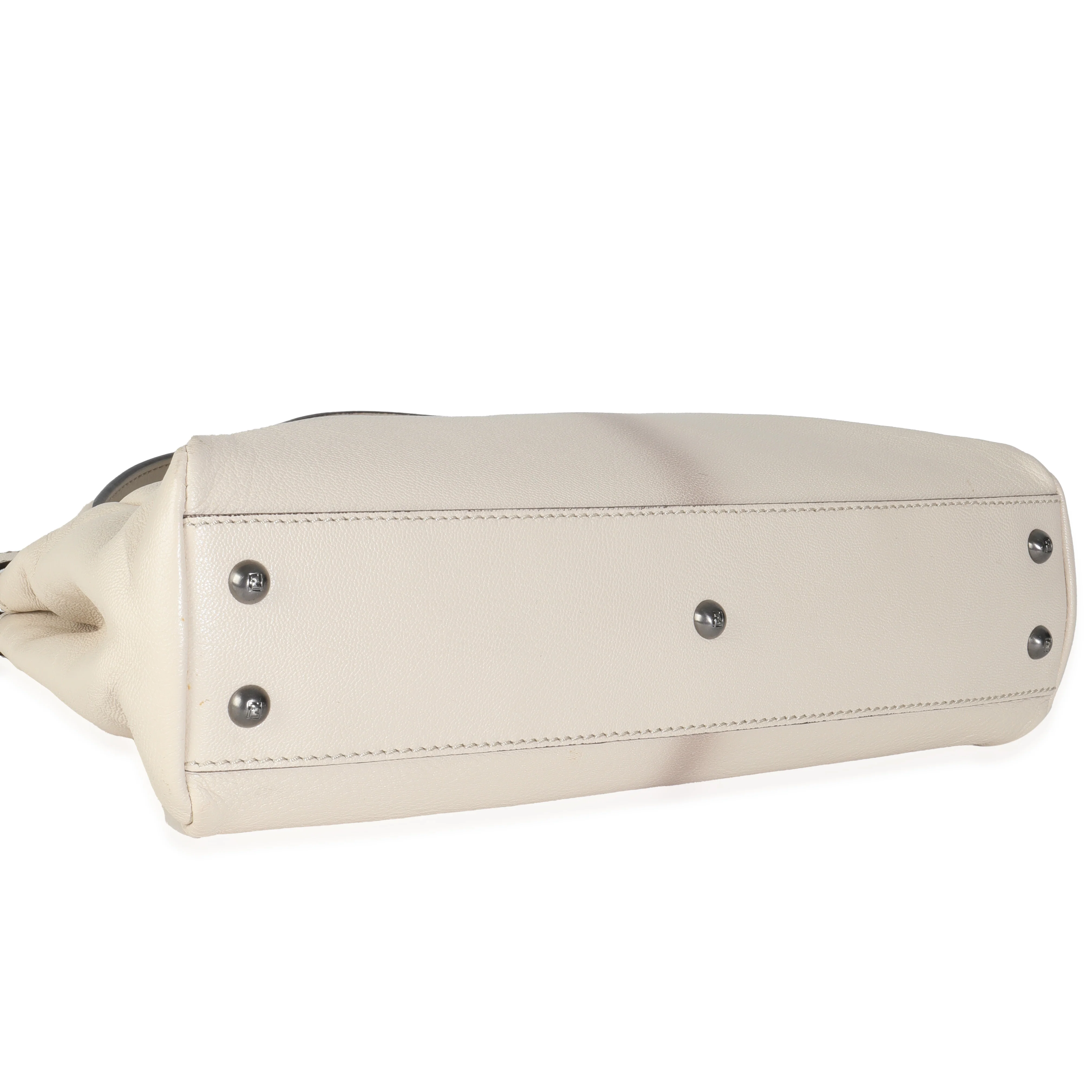 White Goatskin Beige Python Medium Peekaboo Iconic Satchel - Image 6