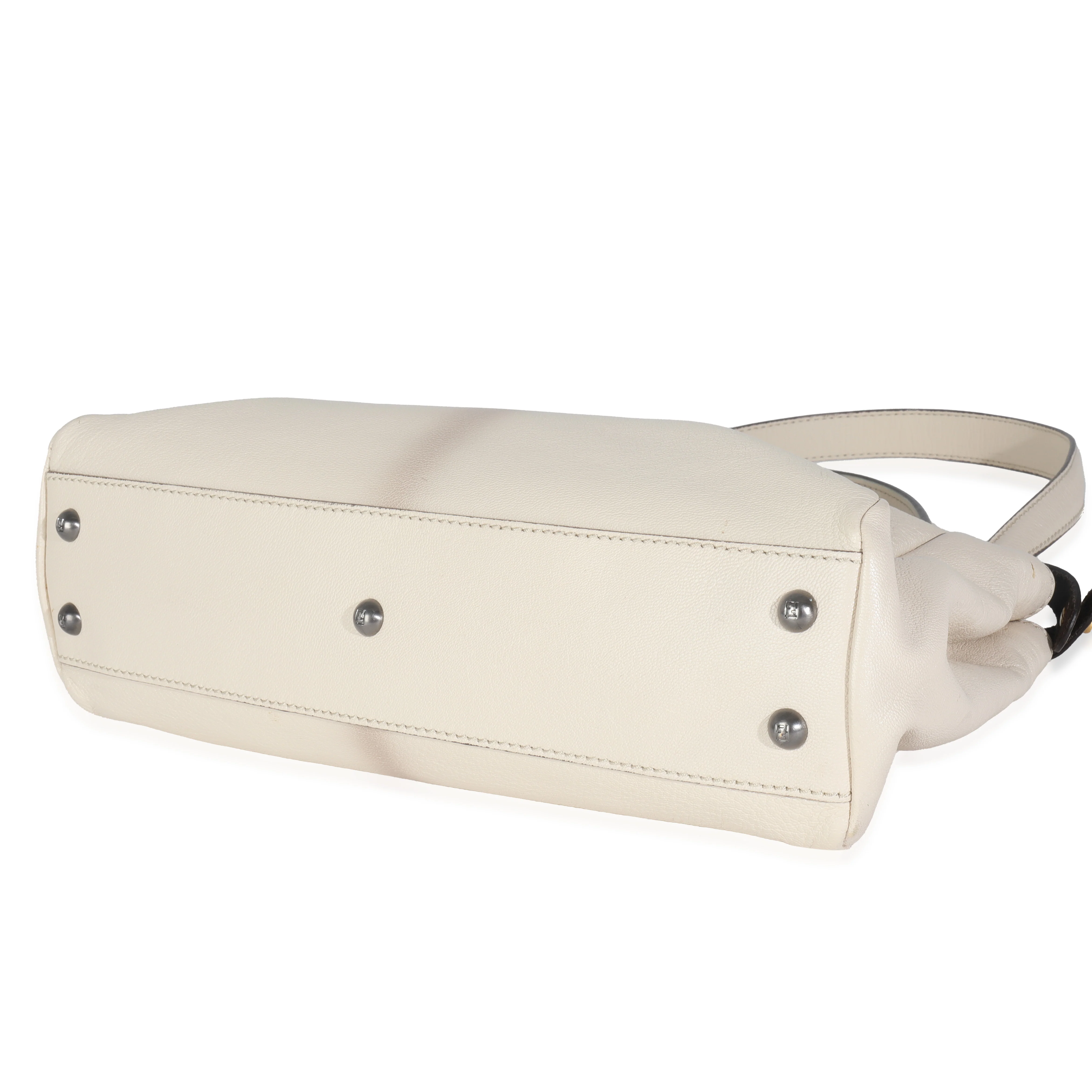 White Goatskin Beige Python Medium Peekaboo Iconic Satchel - Image 7