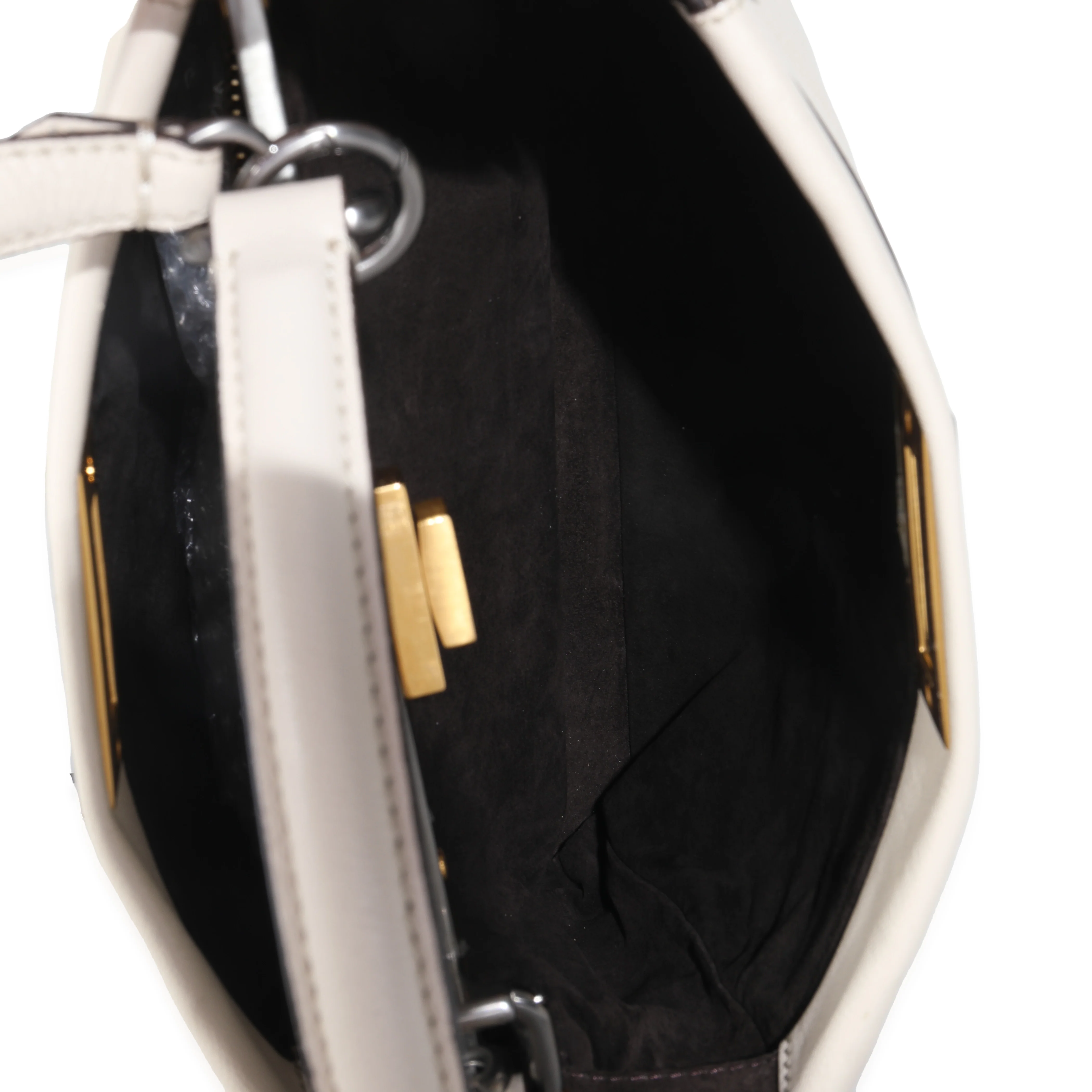 White Goatskin Beige Python Medium Peekaboo Iconic Satchel - Image 8