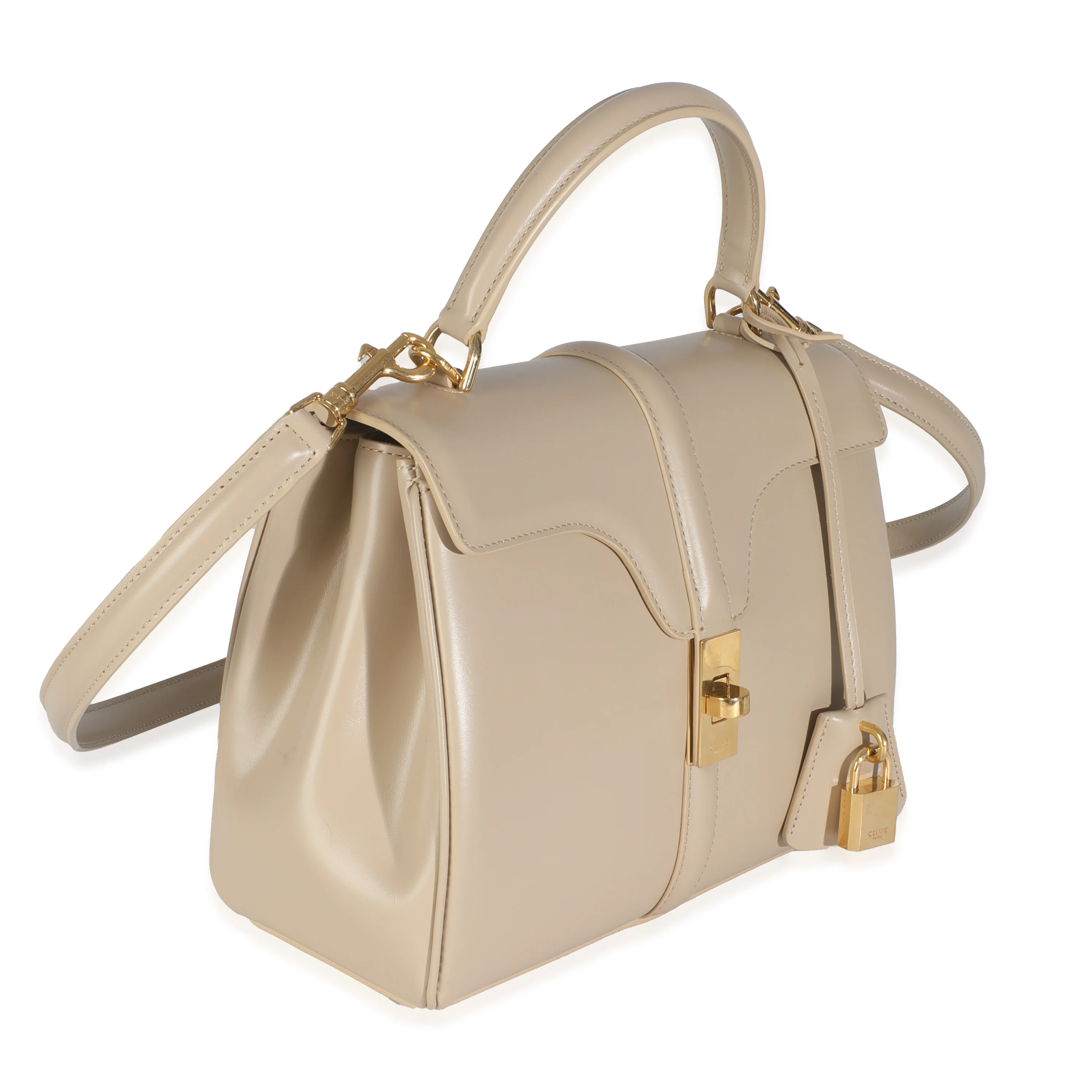 Limestone Satinated Calfskin Small 16 Top Handle Bag - Image 2