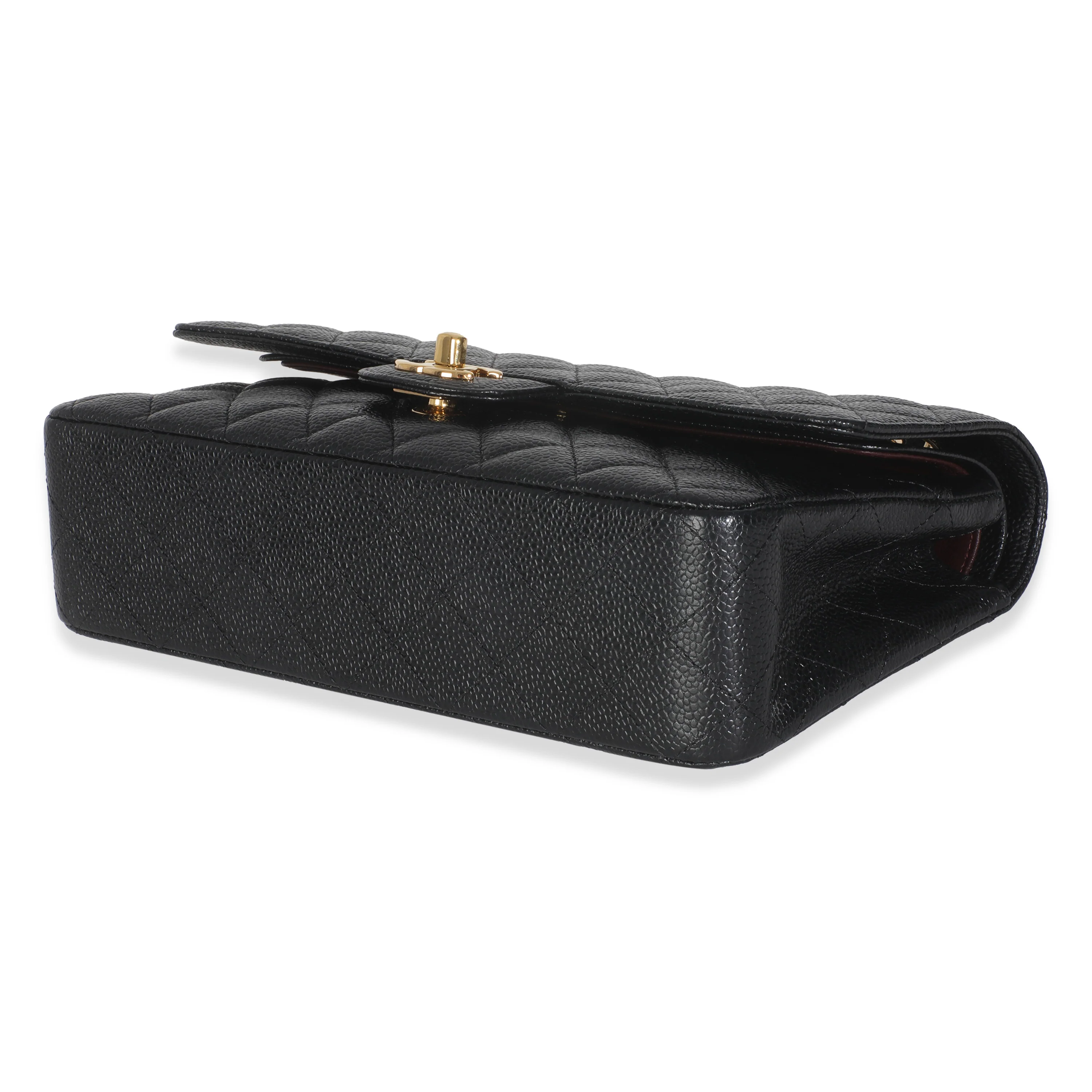 Black Quilted Caviar Medium Classic Double Flap Handbag - Image 7