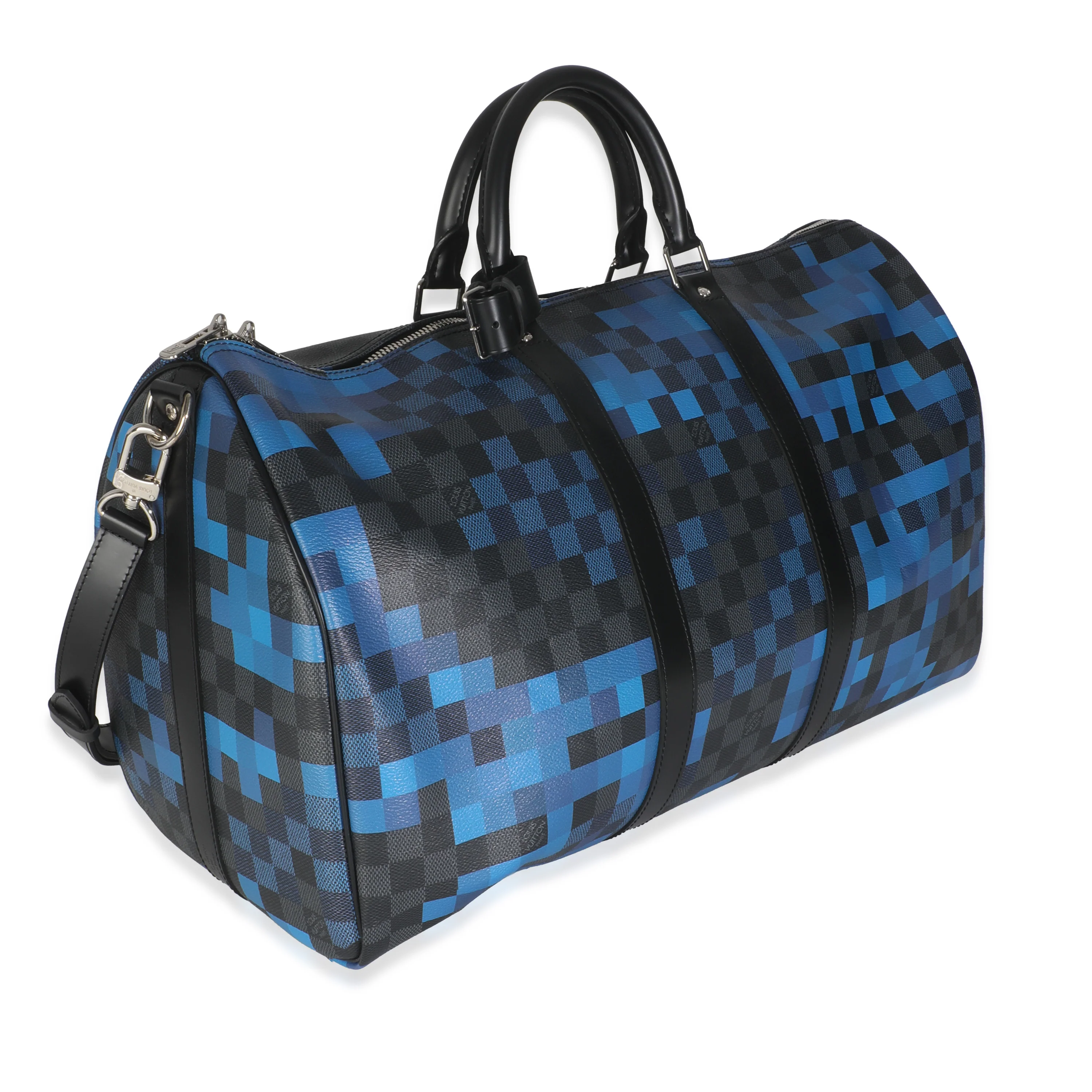 Blue Damier Graphite Canvas Pixel Canvas Keepall Bandouliere 50 - Image 3