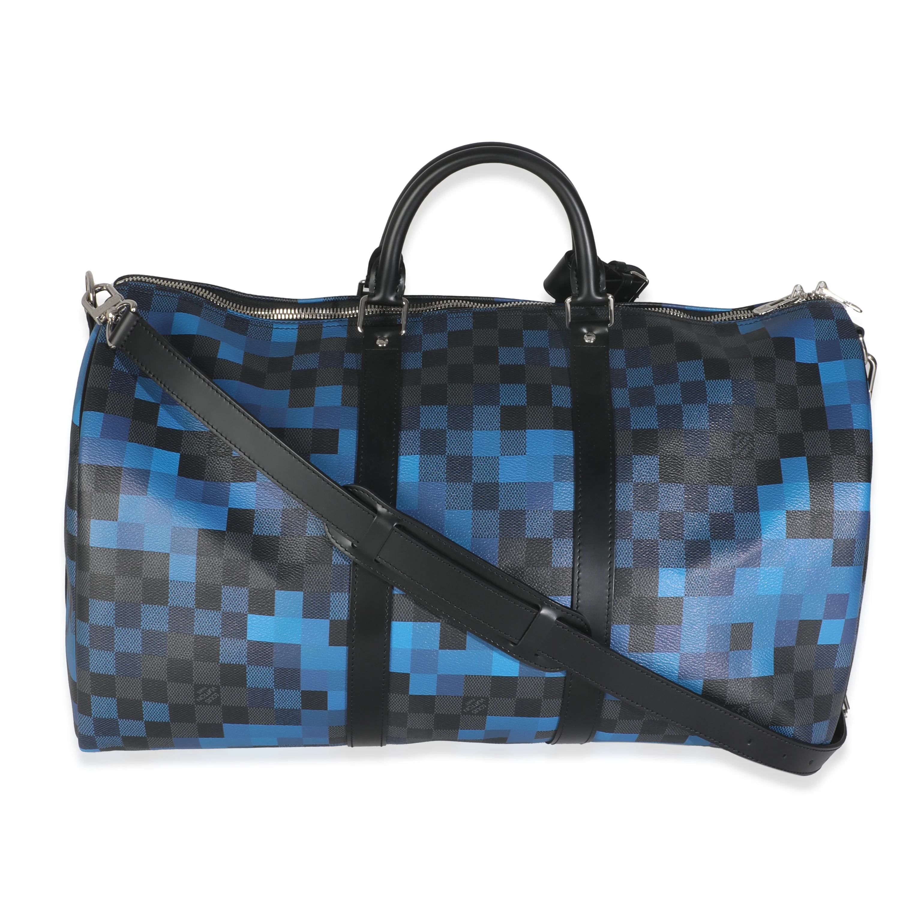 Blue Damier Graphite Canvas Pixel Canvas Keepall Bandouliere 50 - Image 4