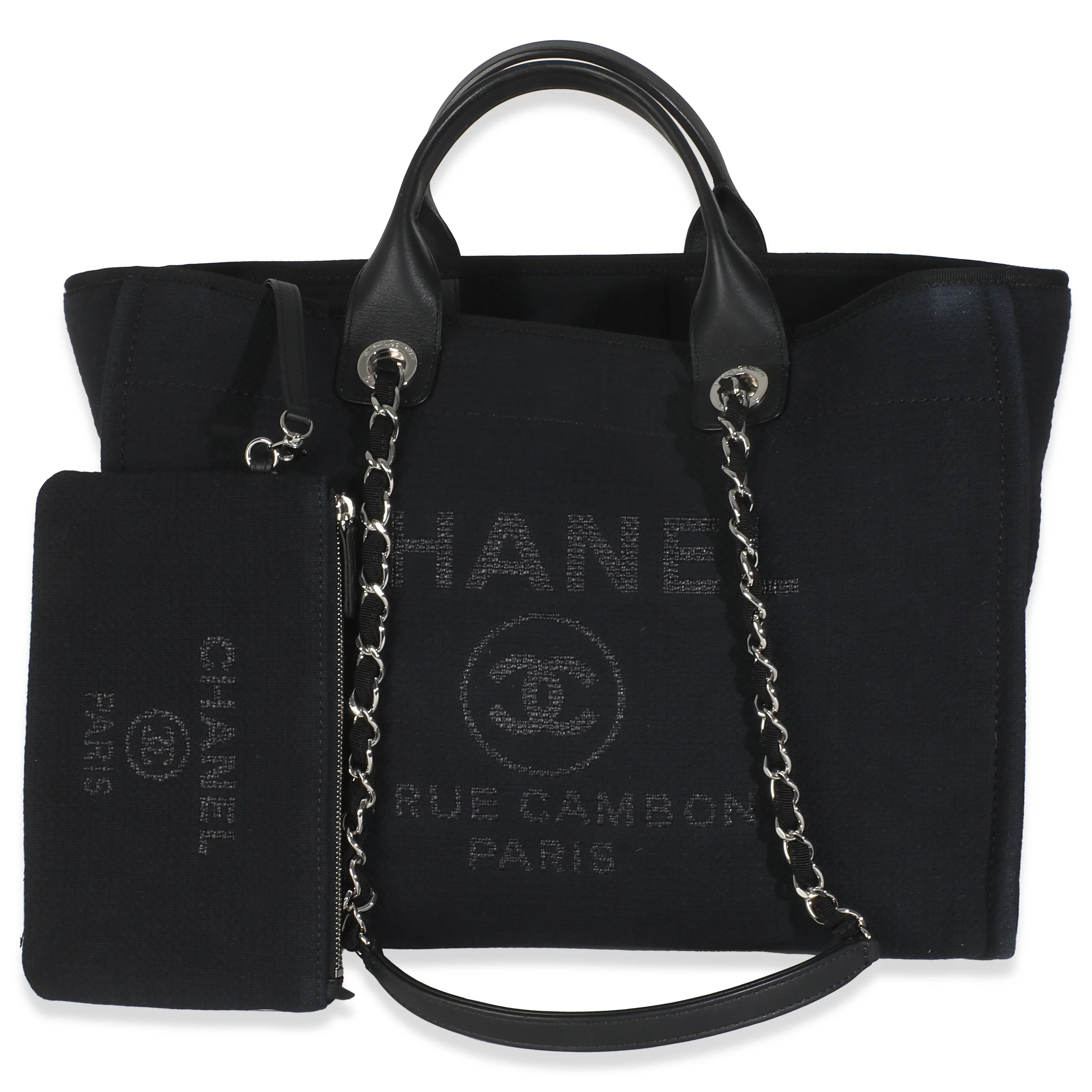 Black Mixed Fibers Large Deauville Tote