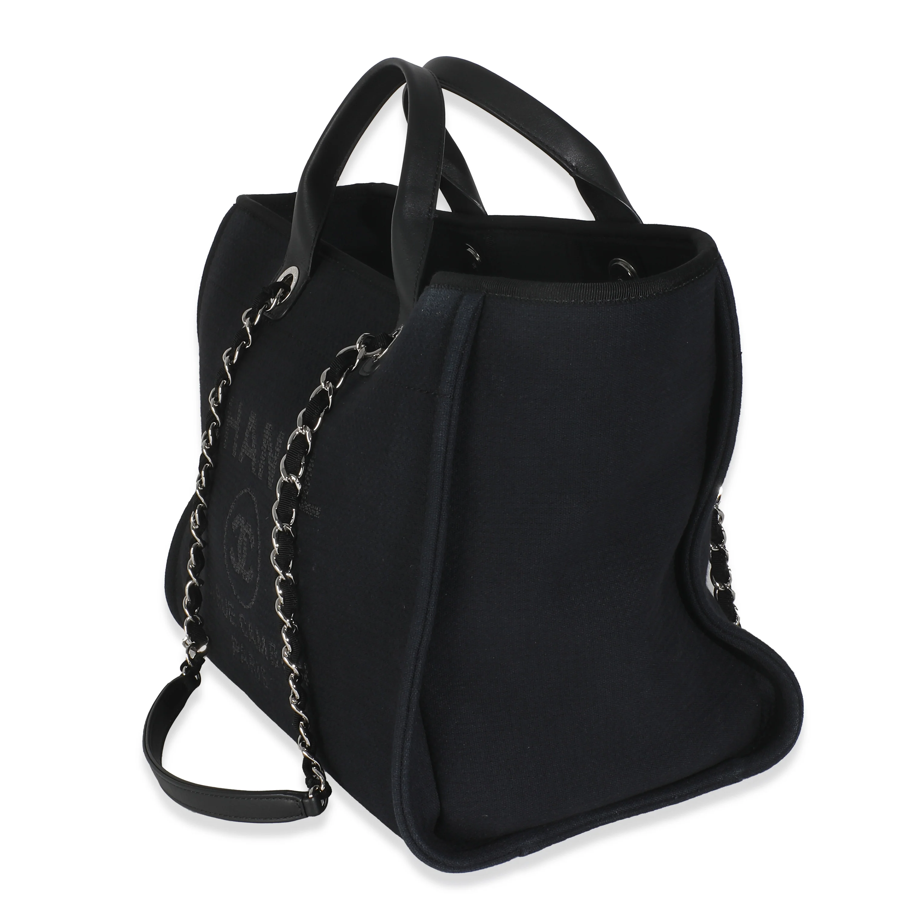 Black Mixed Fibers Large Deauville Tote - Image 2